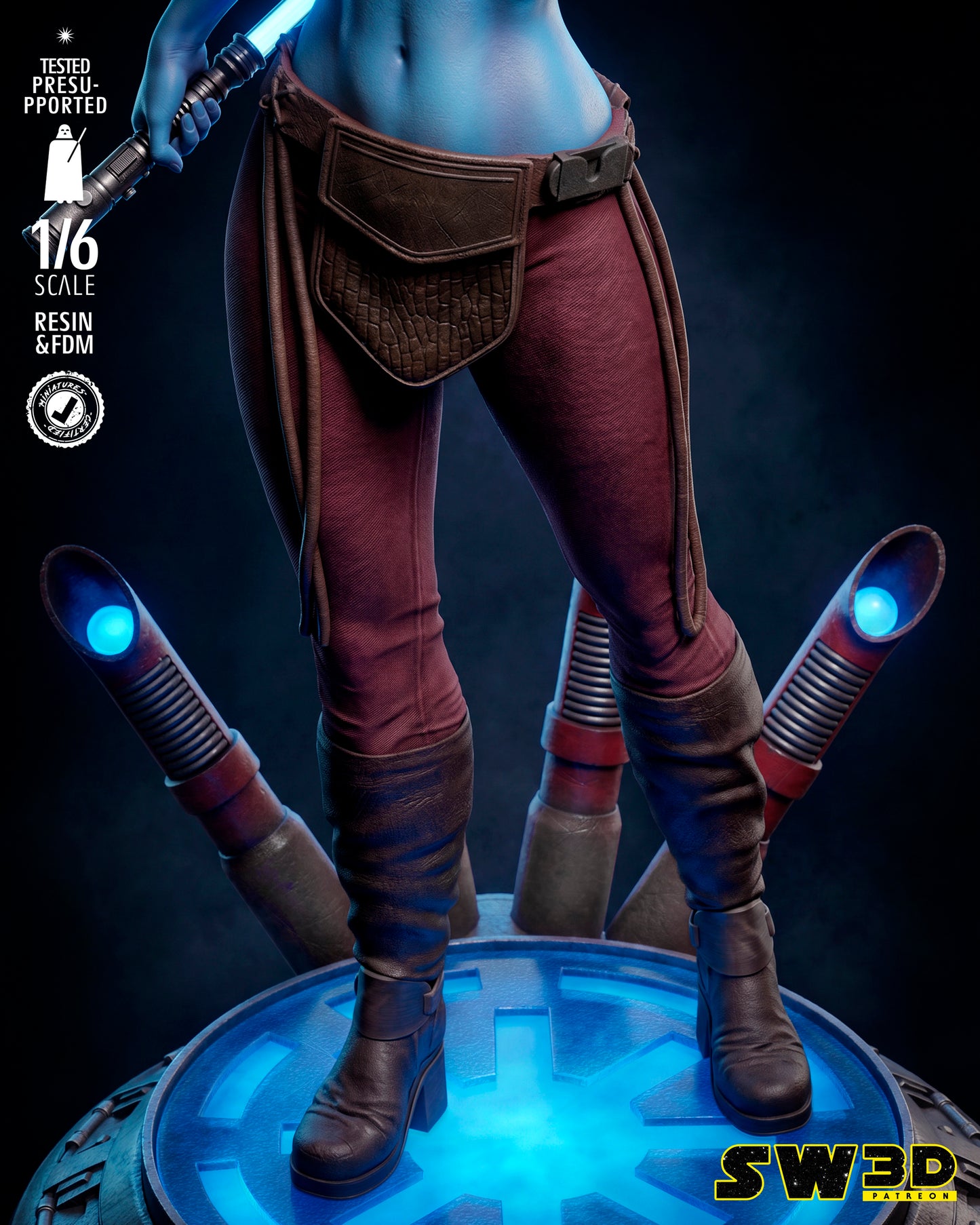 Aayla Secura Sculpture (75mm to 500mm) - Unassembled/Unpainted/3D Print