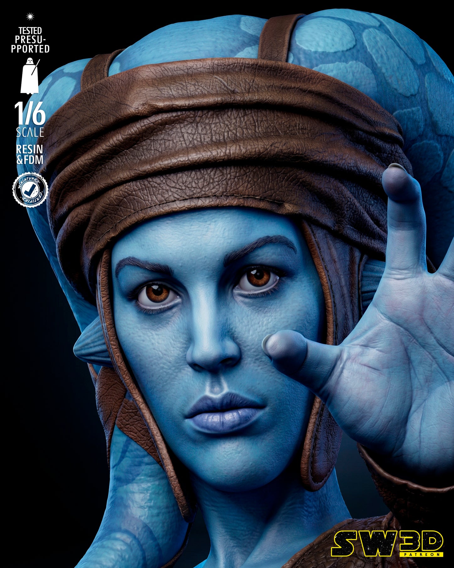Aayla Secura Sculpture (75mm to 500mm) - Unassembled/Unpainted/3D Print