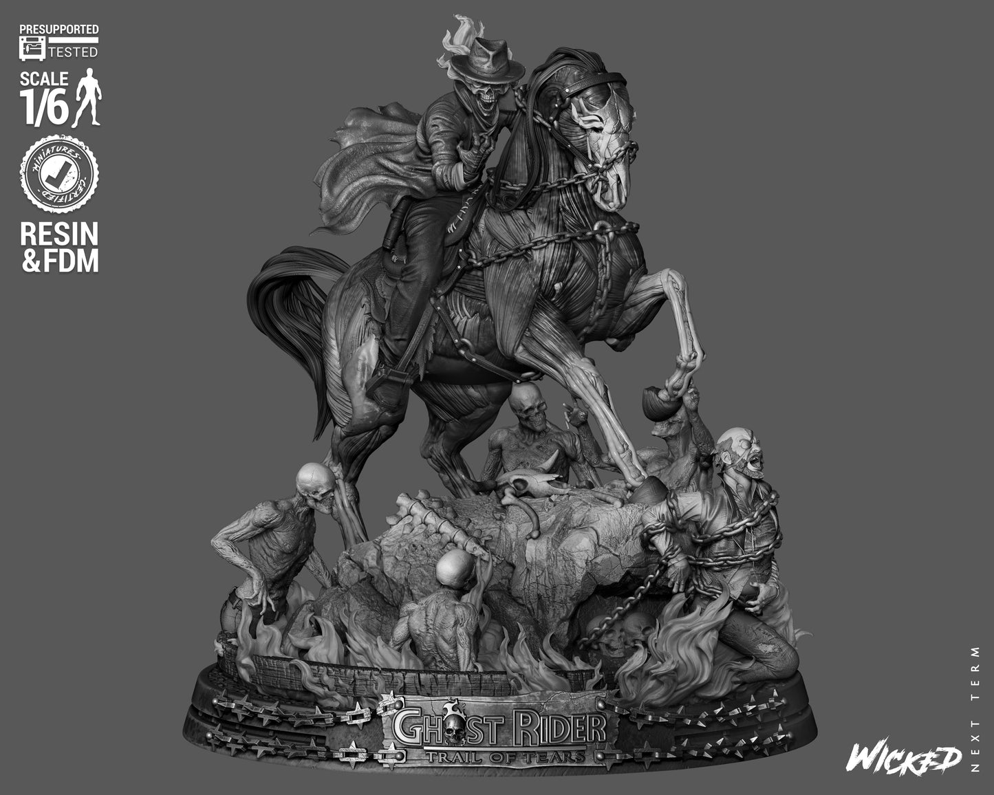 Ghost Rider: Trail of Tears Diorama (75mm to 500mm) - Unassembled/Unpainted/3D Print