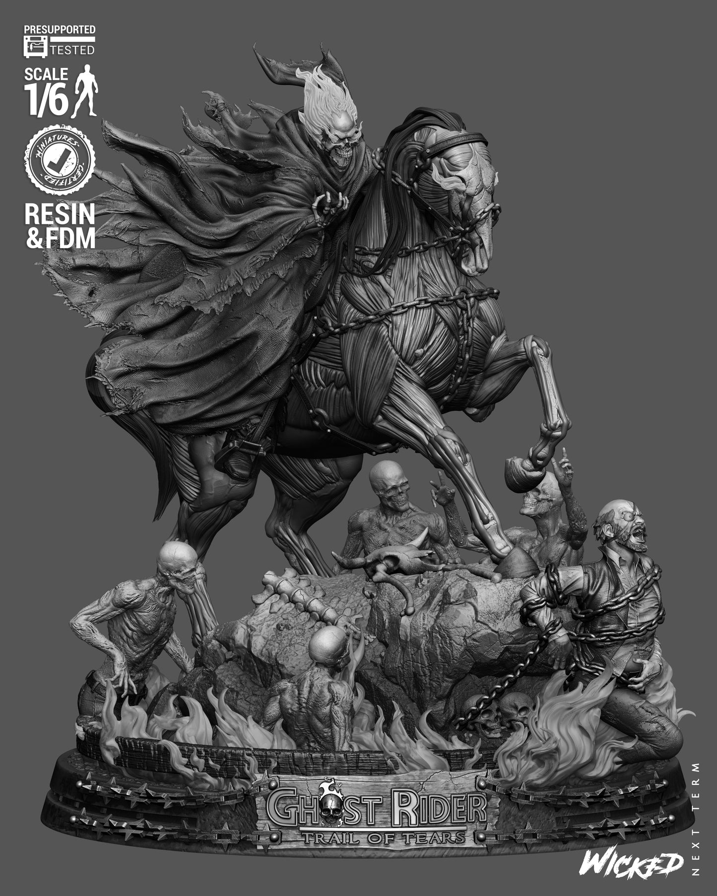 Ghost Rider: Trail of Tears Diorama (75mm to 500mm) - Unassembled/Unpainted/3D Print