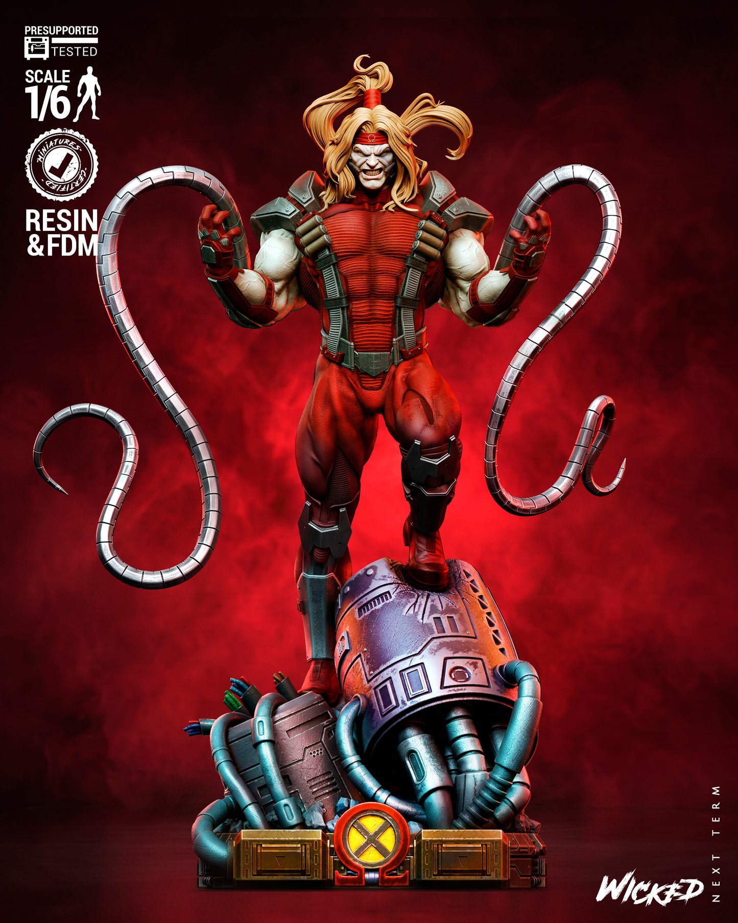 Omega Red Sculpture (75mm to 500mm) - Unassembled/Unpainted/3D Print
