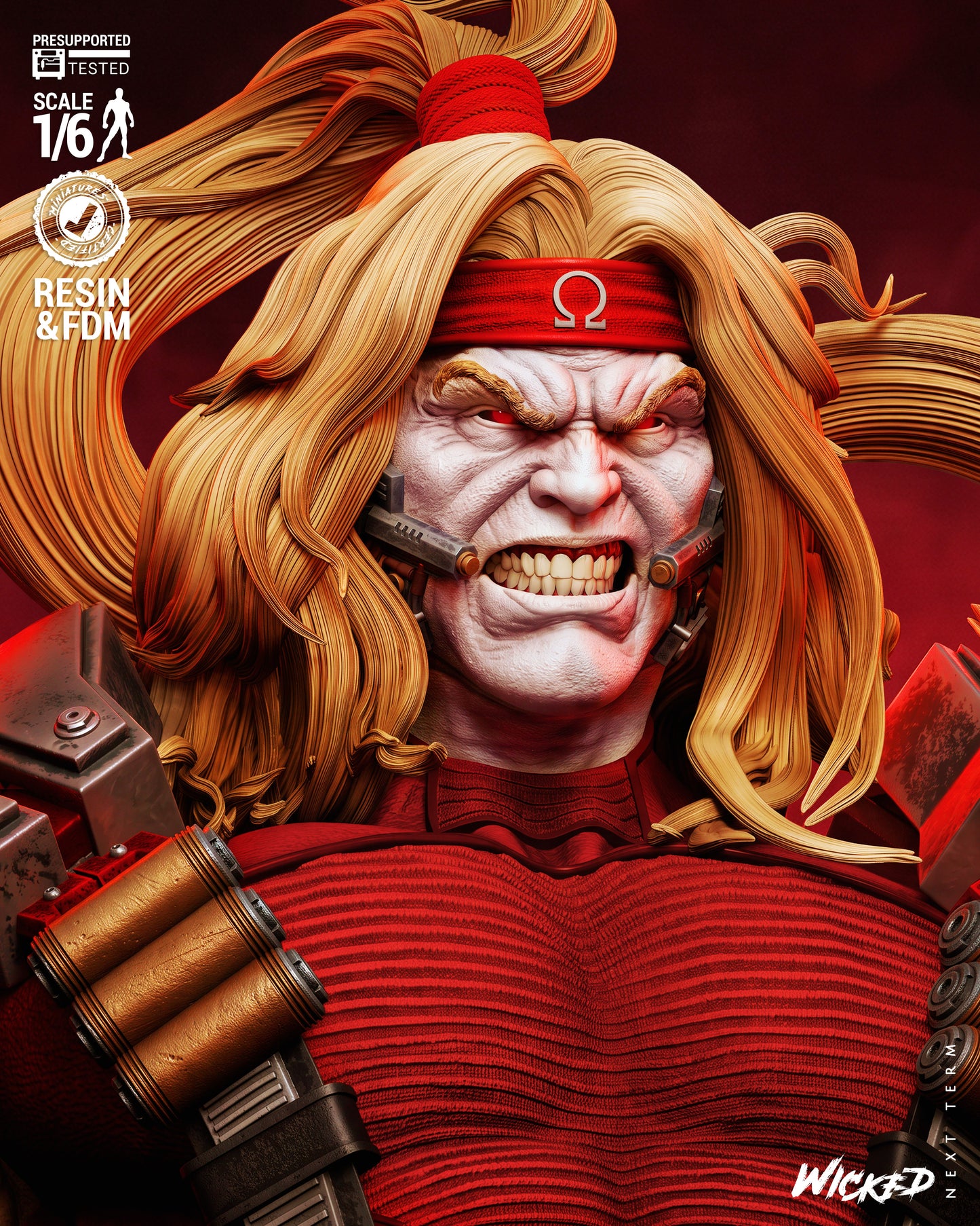 Omega Red Sculpture (75mm to 500mm) - Unassembled/Unpainted/3D Print
