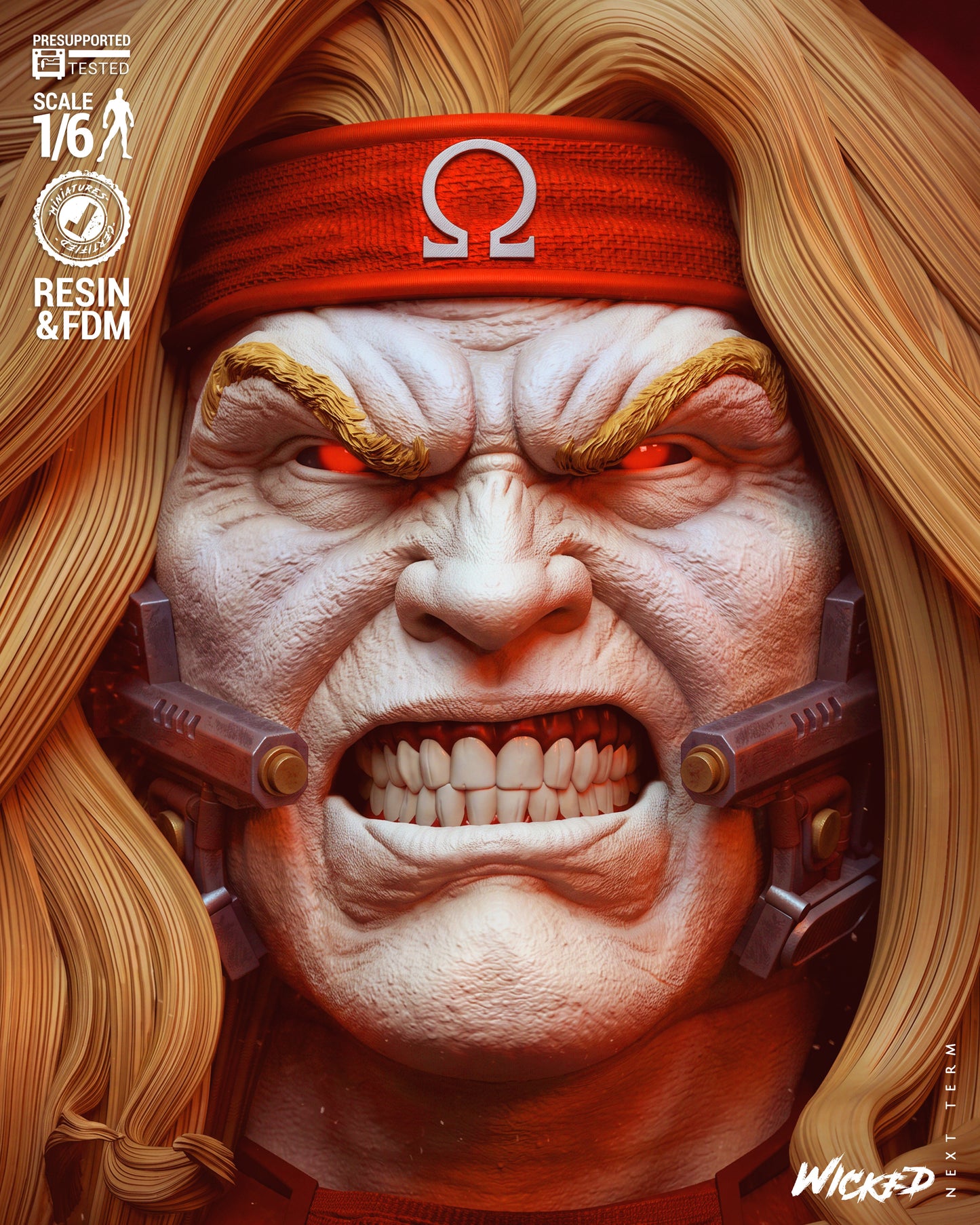 Omega Red Sculpture (75mm to 500mm) - Unassembled/Unpainted/3D Print
