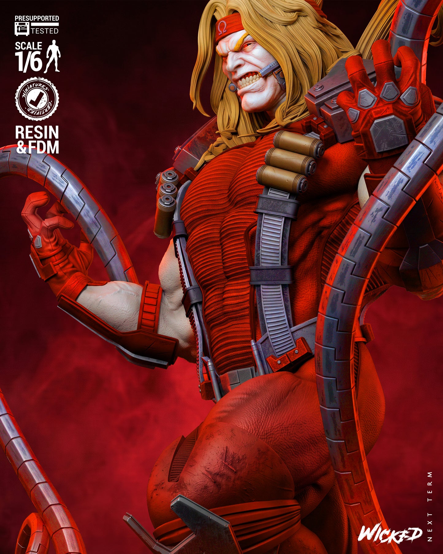 Omega Red Sculpture (75mm to 500mm) - Unassembled/Unpainted/3D Print