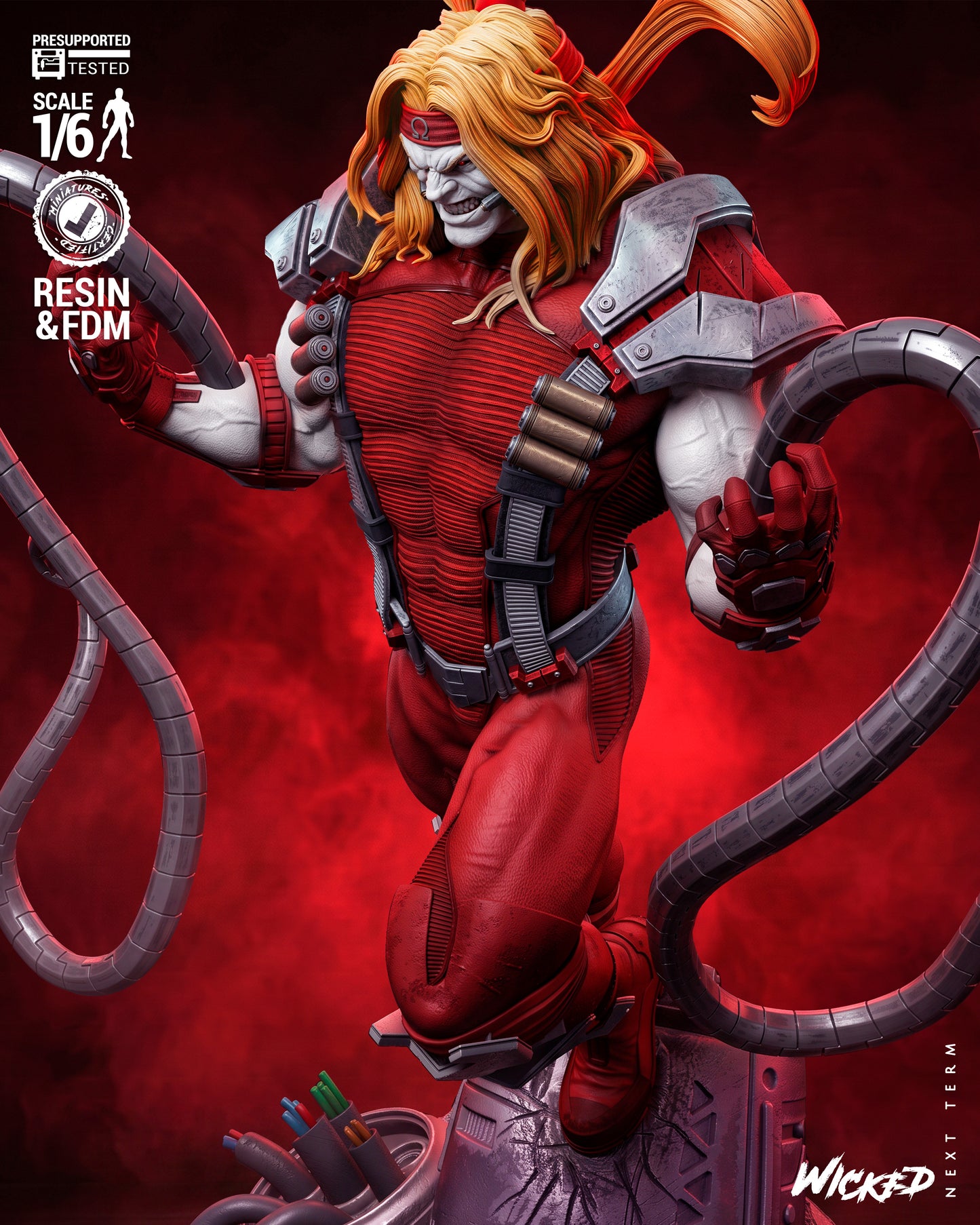 Omega Red Sculpture (75mm to 500mm) - Unassembled/Unpainted/3D Print
