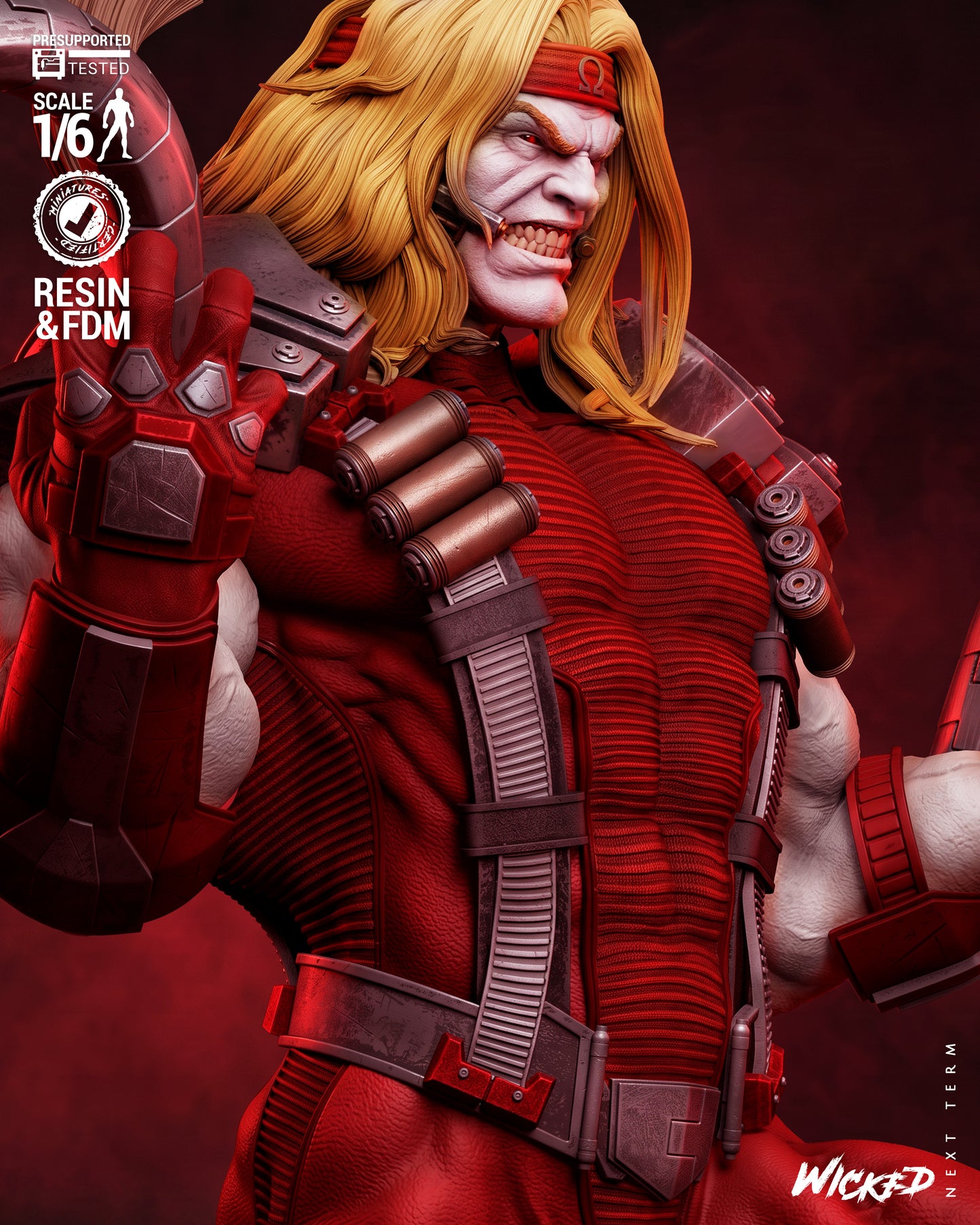 Omega Red Sculpture (75mm to 500mm) - Unassembled/Unpainted/3D Print