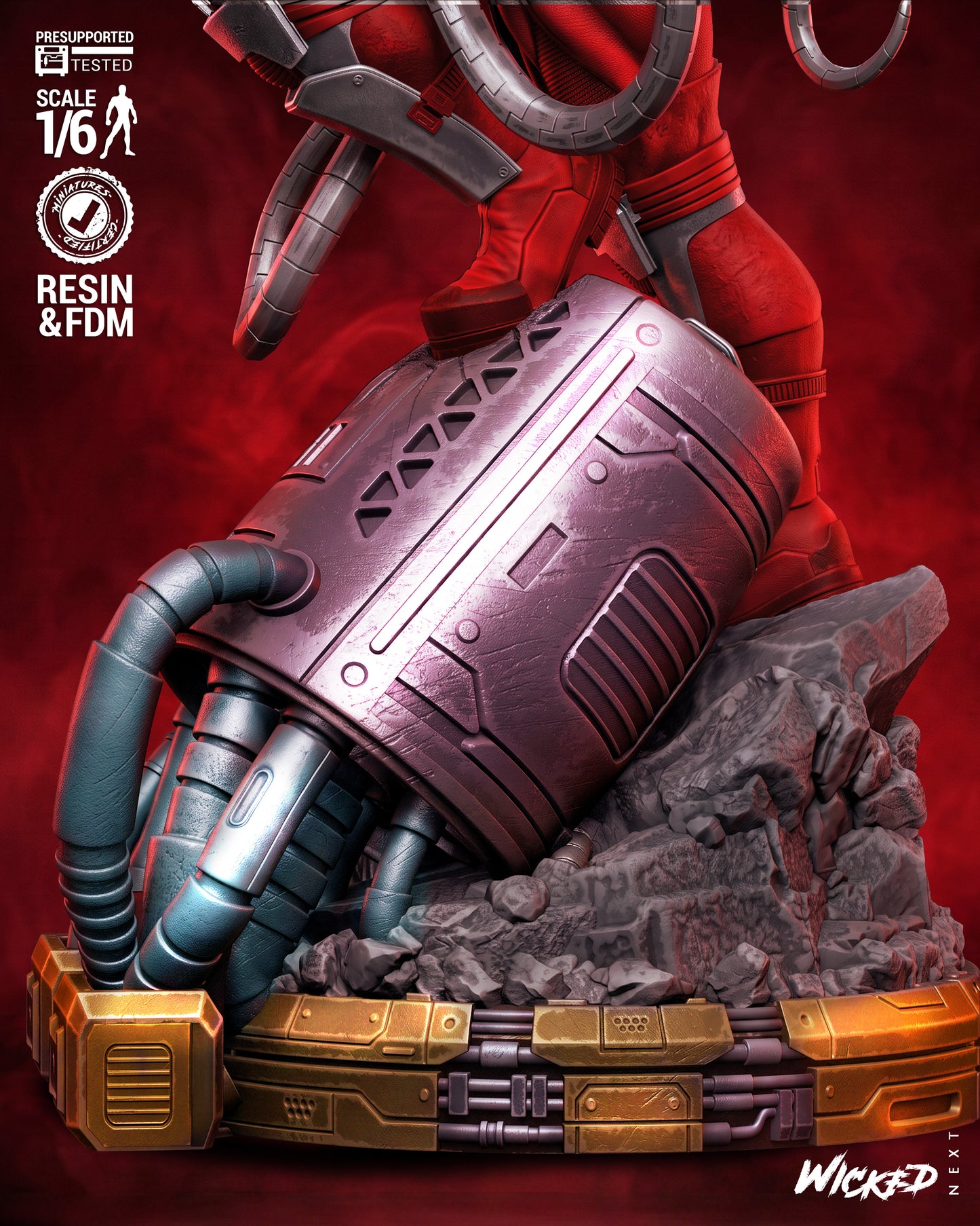 Omega Red Sculpture (75mm to 500mm) - Unassembled/Unpainted/3D Print