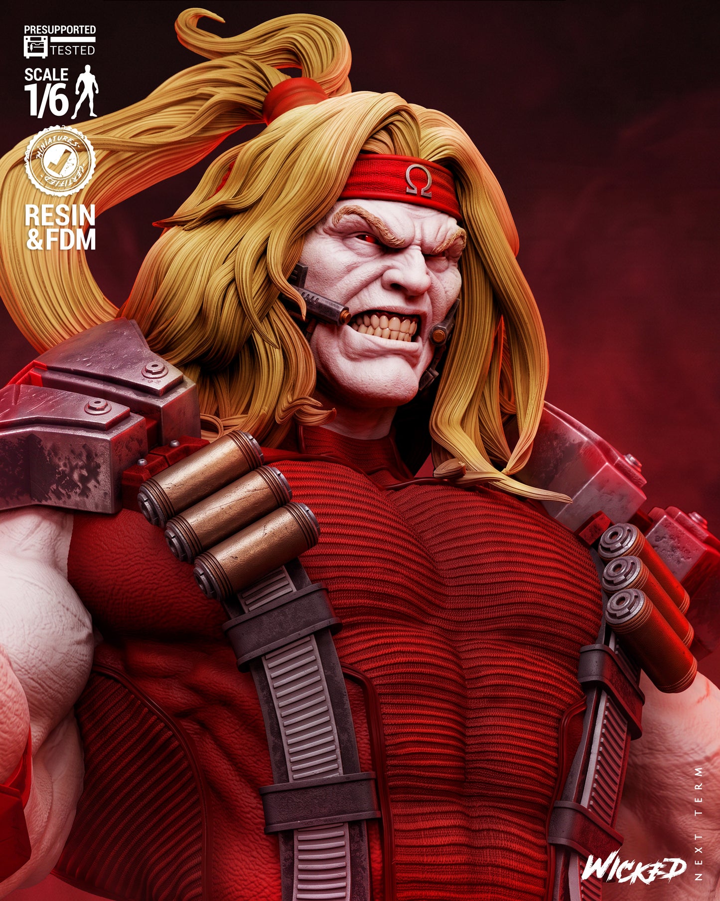 Omega Red Sculpture (75mm to 500mm) - Unassembled/Unpainted/3D Print
