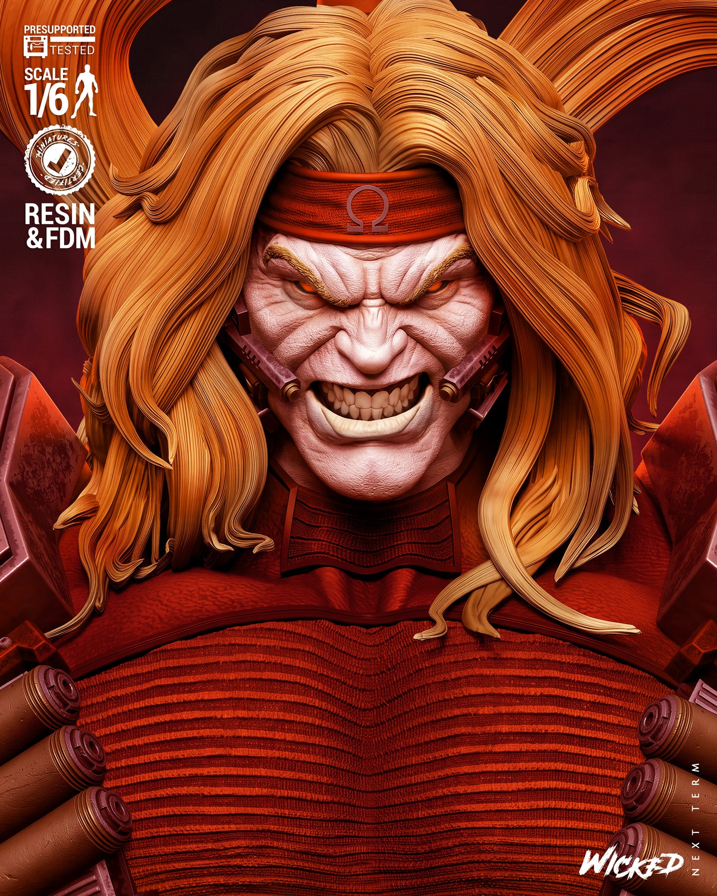 Omega Red Sculpture (75mm to 500mm) - Unassembled/Unpainted/3D Print