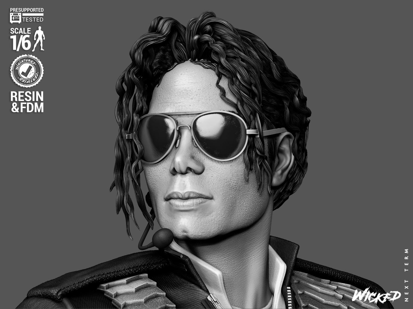 Michael Jackson Sculpture (75mm to 500mm) - Unassembled/Unpainted/3D Print