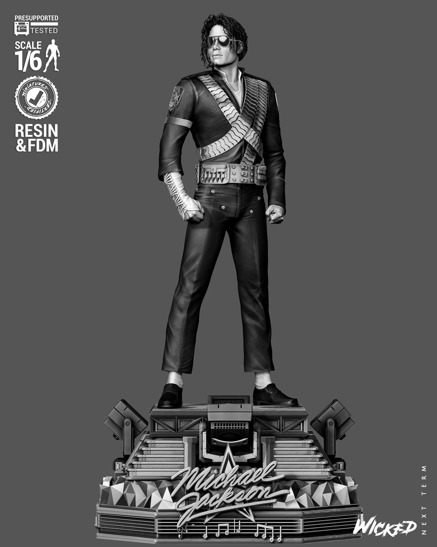Michael Jackson Sculpture (75mm to 500mm) - Unassembled/Unpainted/3D Print