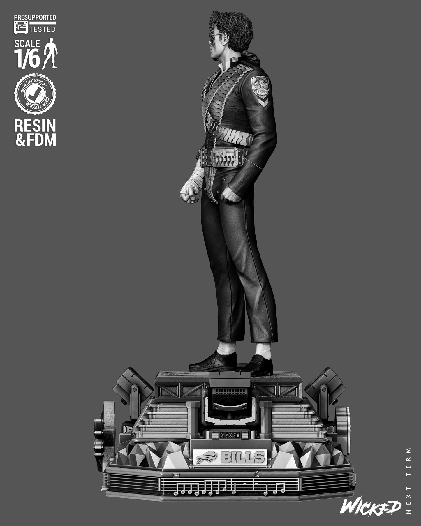Michael Jackson Sculpture (75mm to 500mm) - Unassembled/Unpainted/3D Print