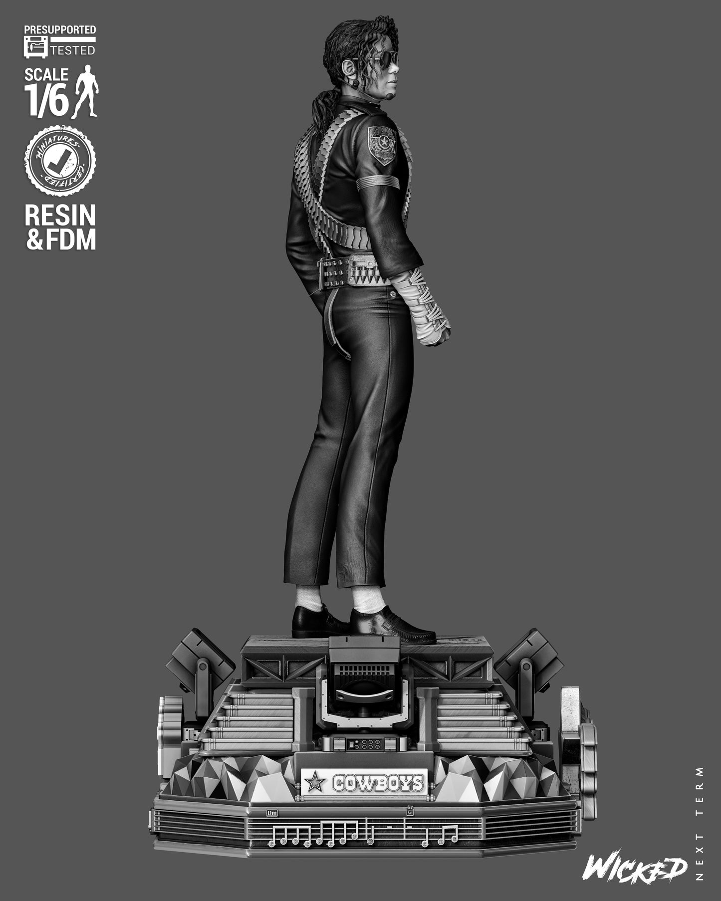 Michael Jackson Sculpture (75mm to 500mm) - Unassembled/Unpainted/3D Print