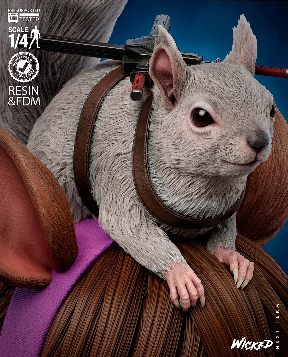 Squirrel Girl Sculpture (75mm to 500mm) - Unassembled/Unpainted/3D Print