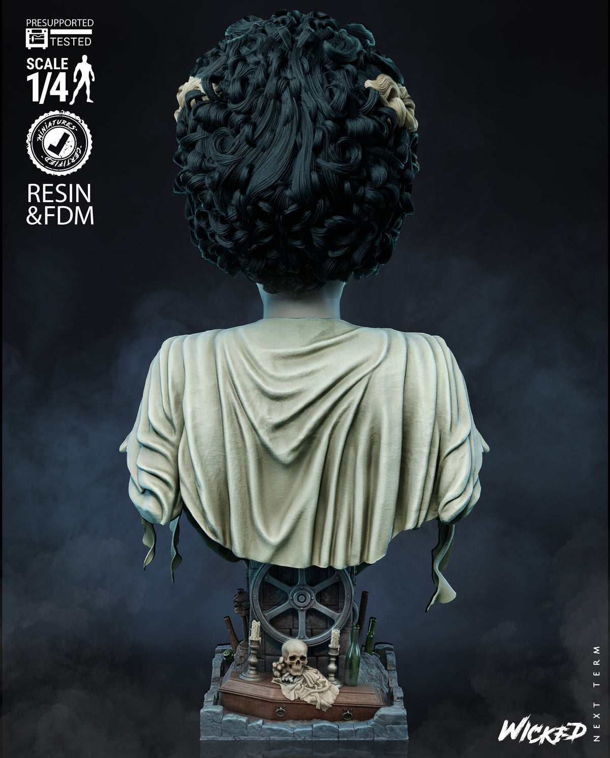 Bride of Frankenstein Bust (75mm to 500mm) - Unassembled/Unpainted/3D Print
