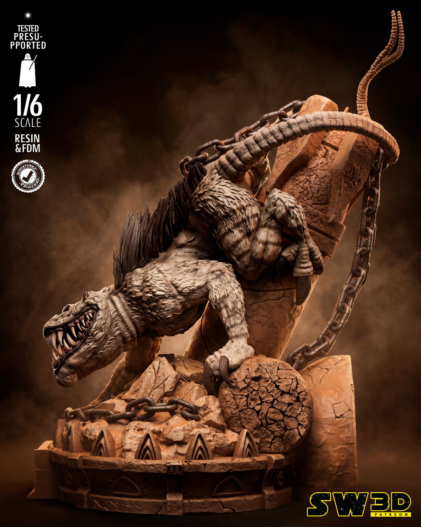 Nexu Sculpture (75mm to 500mm) -Star Wars - Unassembled/Unpainted/3D Print
