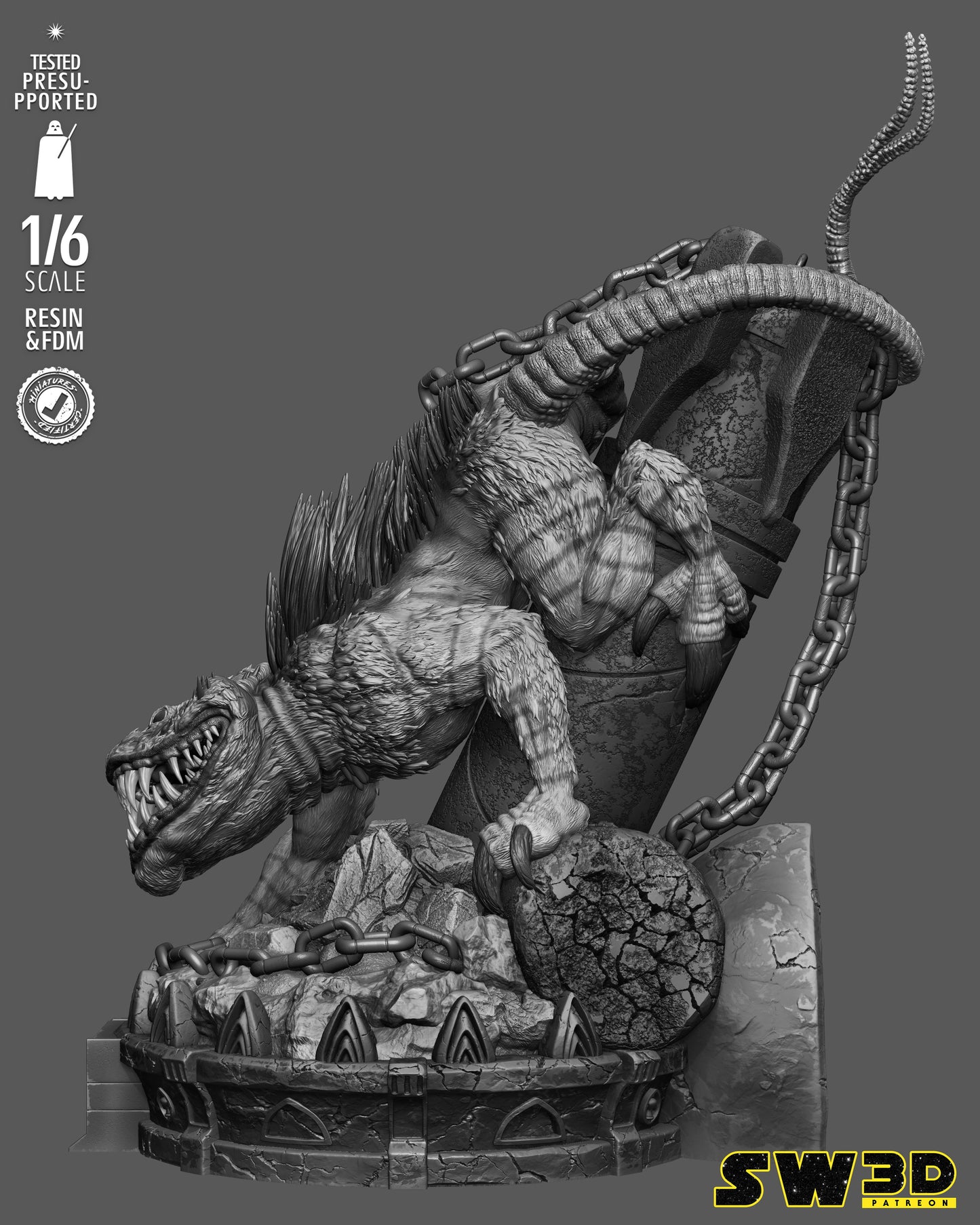 Nexu Sculpture (75mm to 500mm) -Star Wars - Unassembled/Unpainted/3D Print