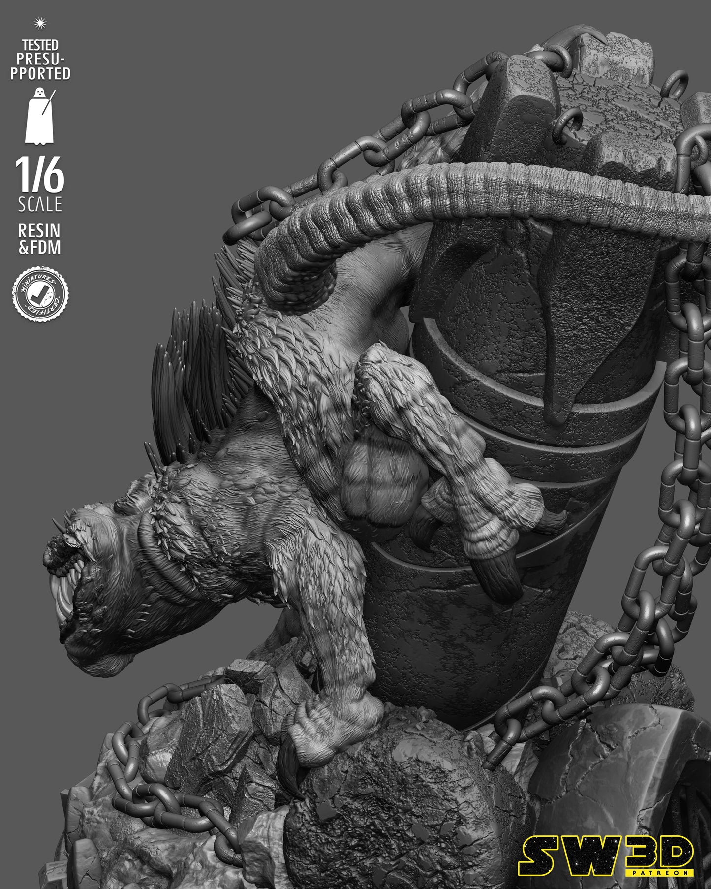 Nexu Sculpture (75mm to 500mm) -Star Wars - Unassembled/Unpainted/3D Print