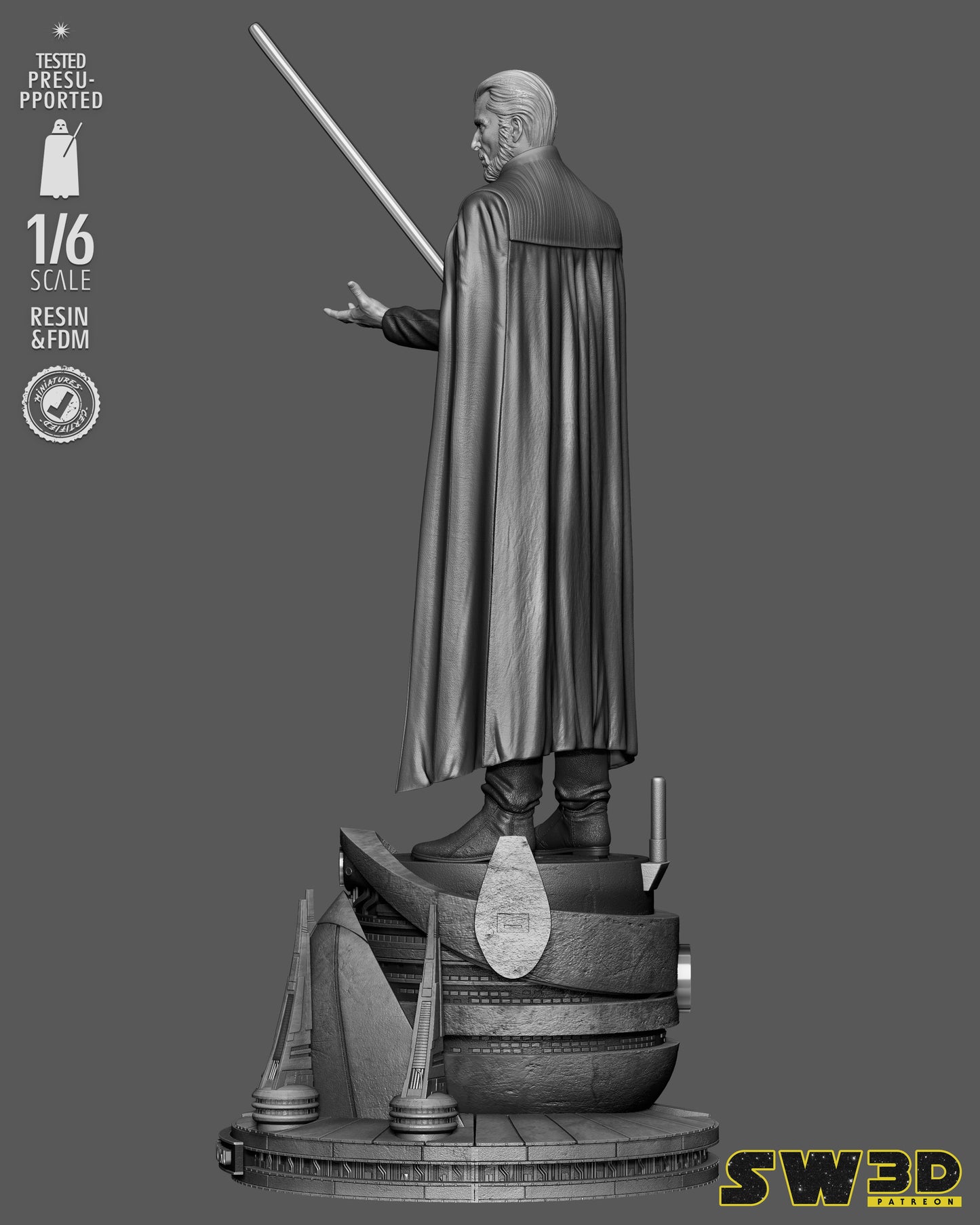 Count Dooku Sculpture (75mm to 500mm) - Unassembled/Unpainted/3D Print