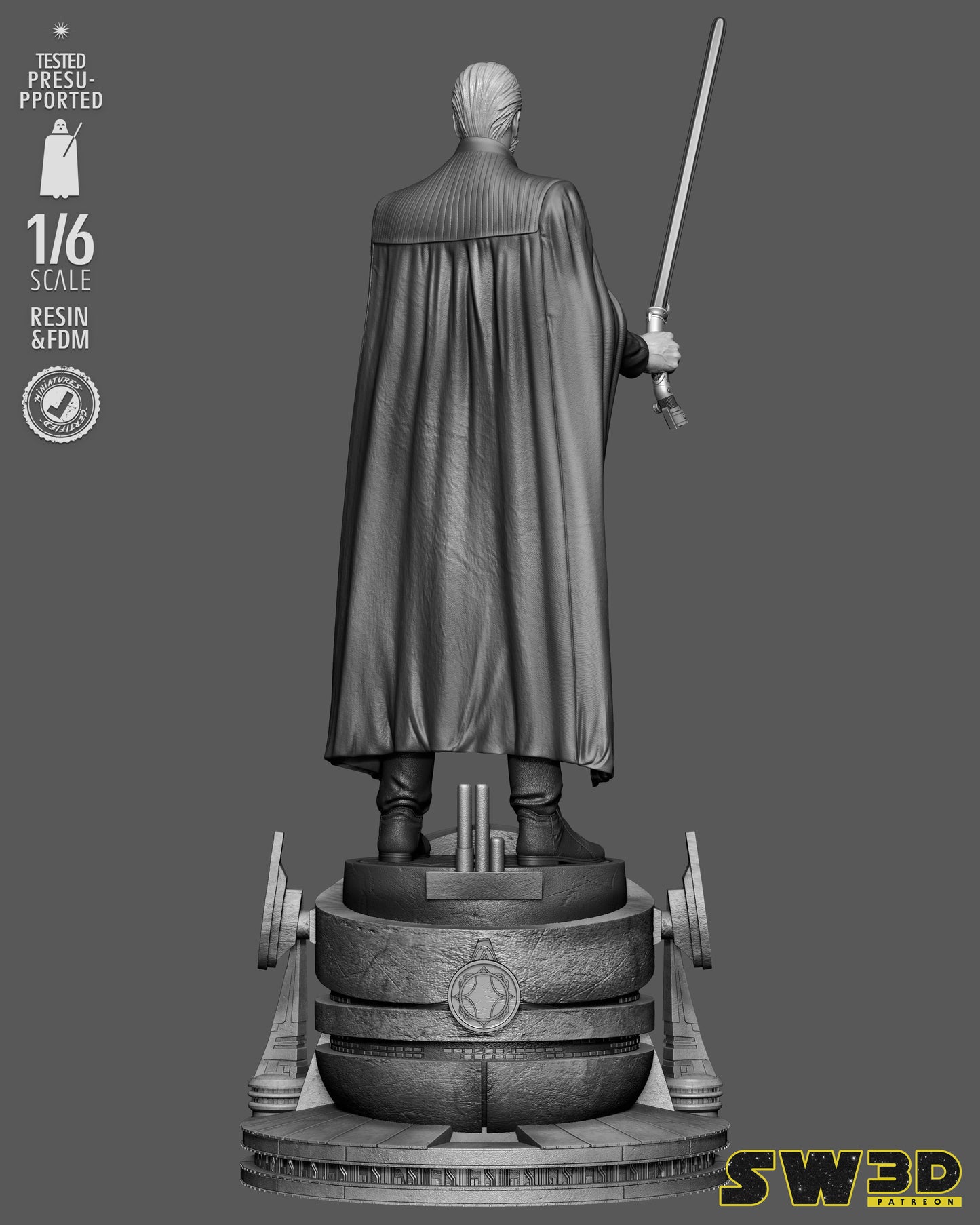 Count Dooku Sculpture (75mm to 500mm) - Unassembled/Unpainted/3D Print