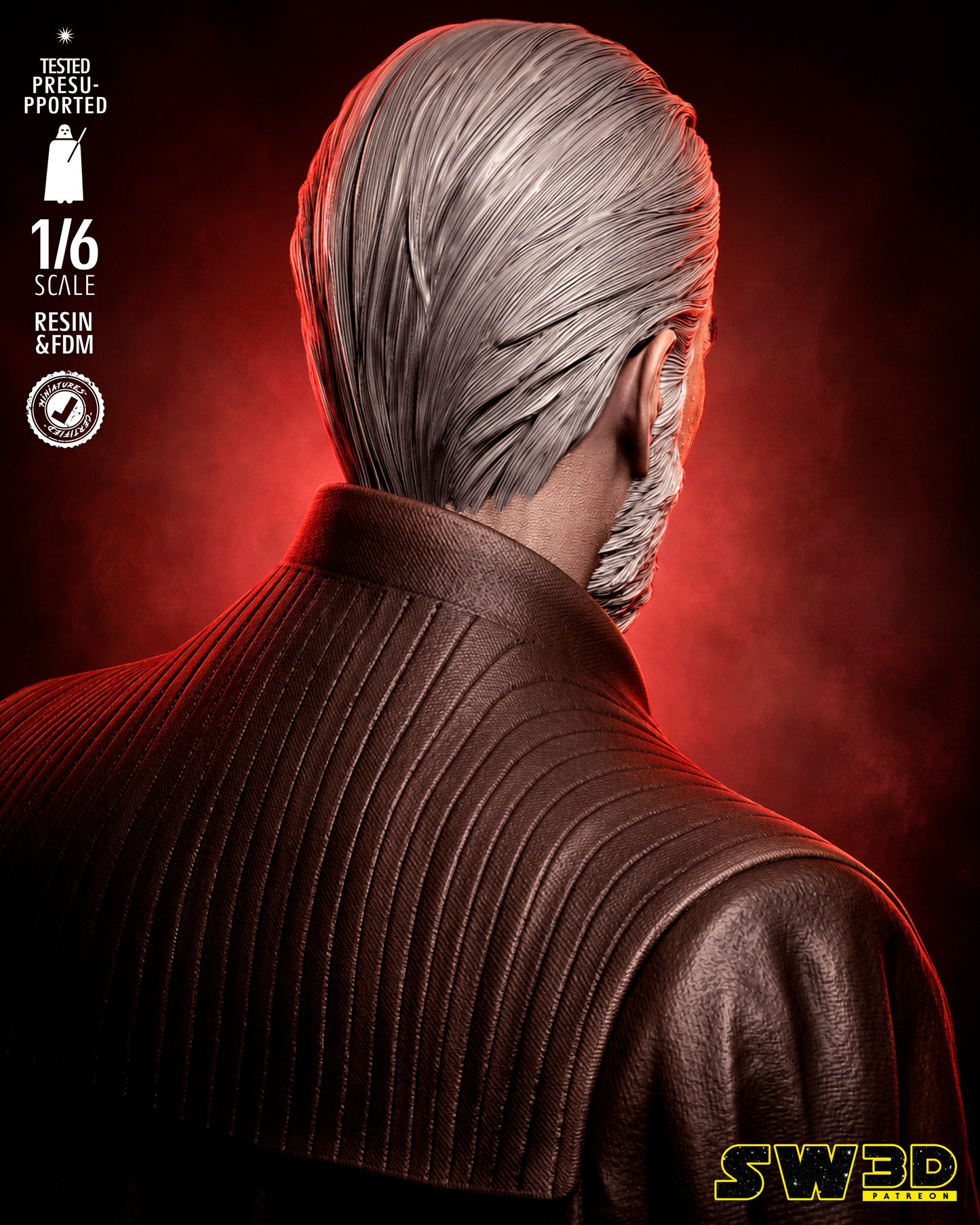 Count Dooku Sculpture (75mm to 500mm) - Unassembled/Unpainted/3D Print