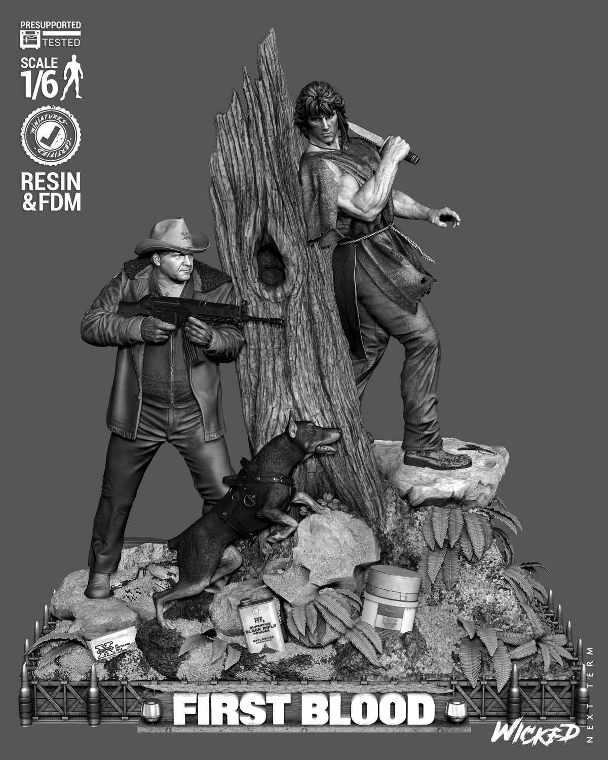 First Blood Diorama (75mm to 500mm) - Unassembled/Unpainted/3D Print