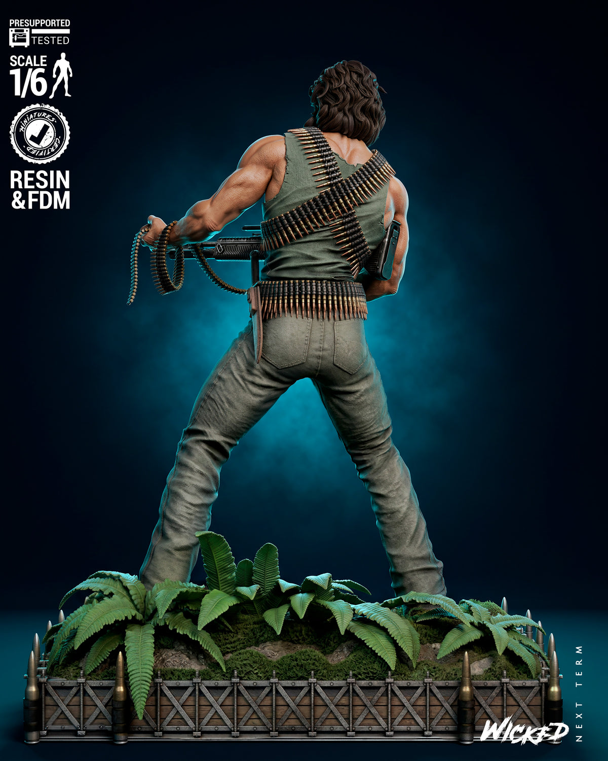 John Rambo Sculpture (75mm to 500mm) - Unassembled/Unpainted/3D Print