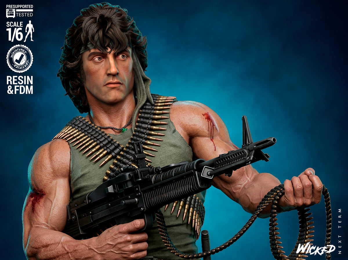 John Rambo Sculpture (75mm to 500mm) - Unassembled/Unpainted/3D Print