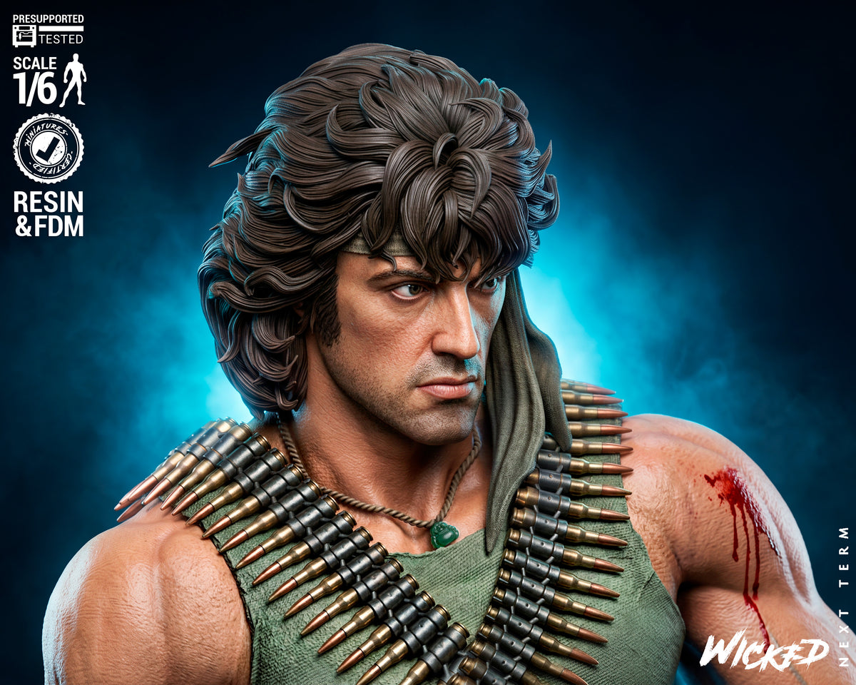 John Rambo Sculpture (75mm to 500mm) - Unassembled/Unpainted/3D Print