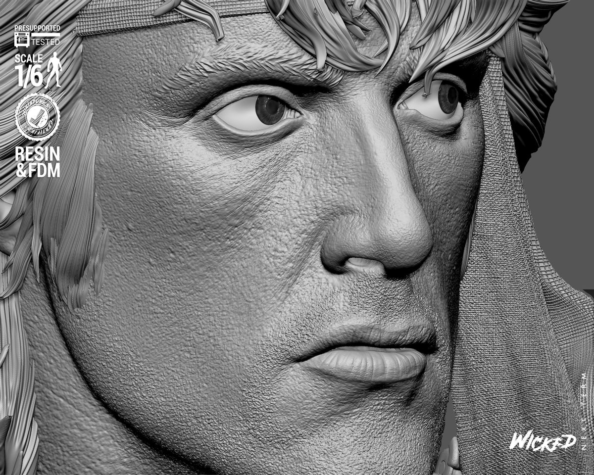 John Rambo Sculpture (75mm to 500mm) - Unassembled/Unpainted/3D Print