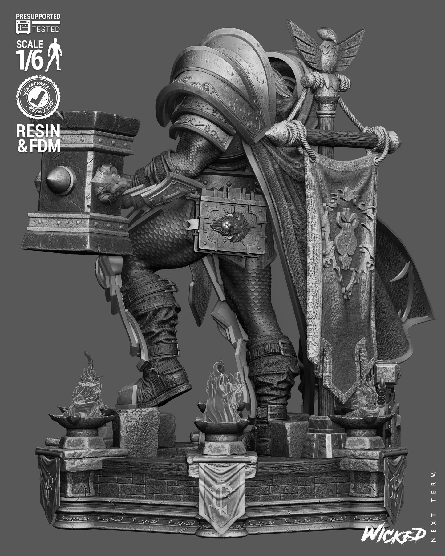 Arthas Paladin Sculpture (75mm to 500mm) - Unassembled/Unpainted/3D Print