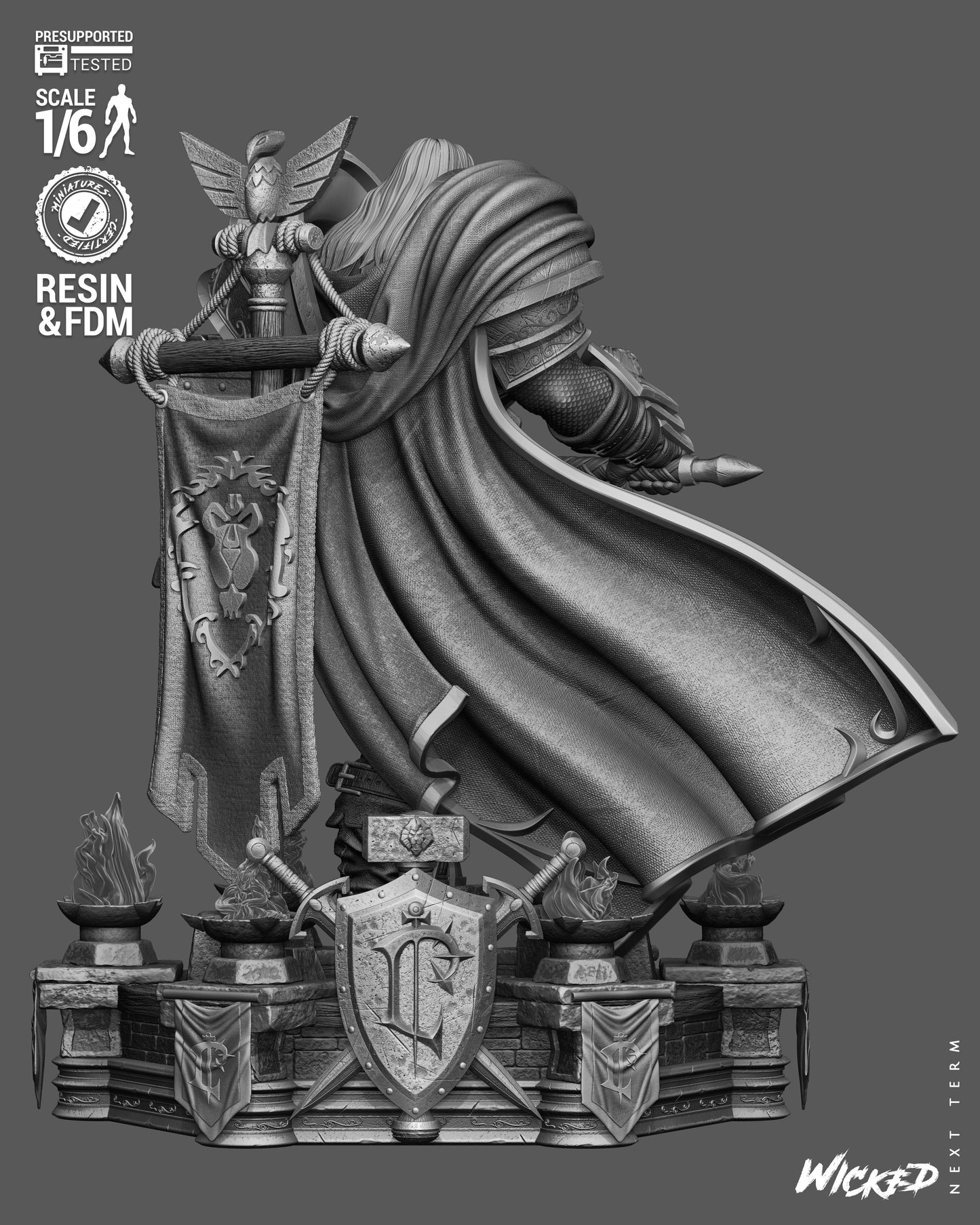 Arthas Paladin Sculpture (75mm to 500mm) - Unassembled/Unpainted/3D Print