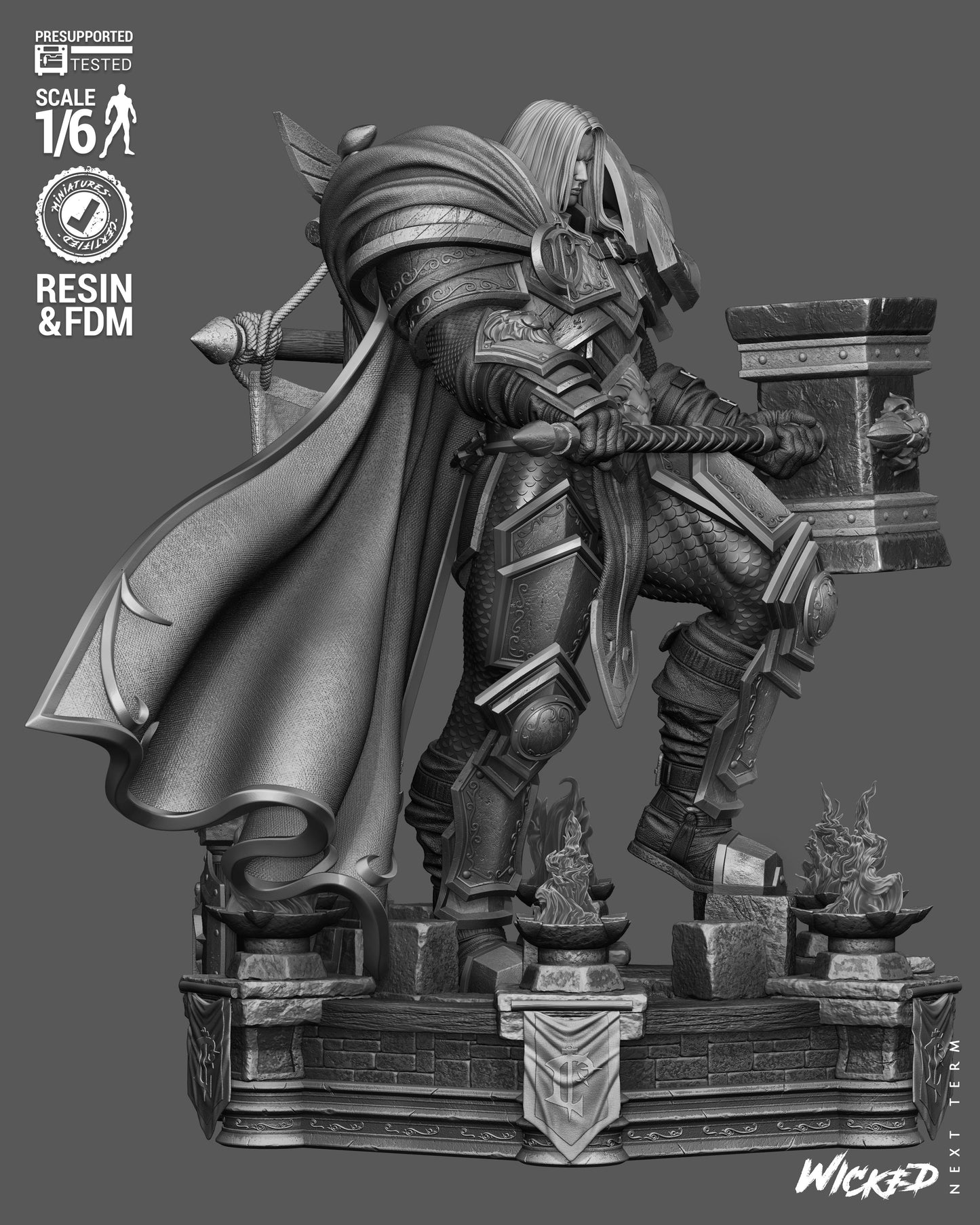 Arthas Paladin Sculpture (75mm to 500mm) - Unassembled/Unpainted/3D Print