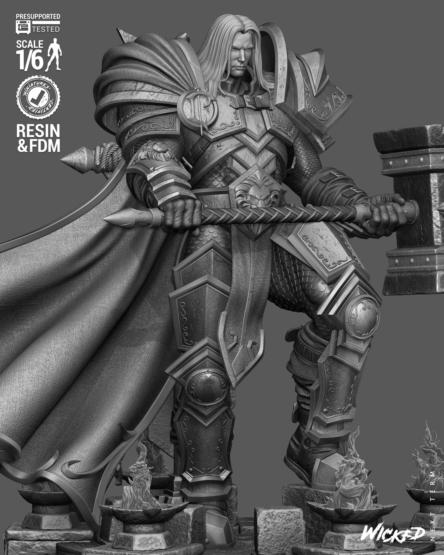 Arthas Paladin Sculpture (75mm to 500mm) - Unassembled/Unpainted/3D Print