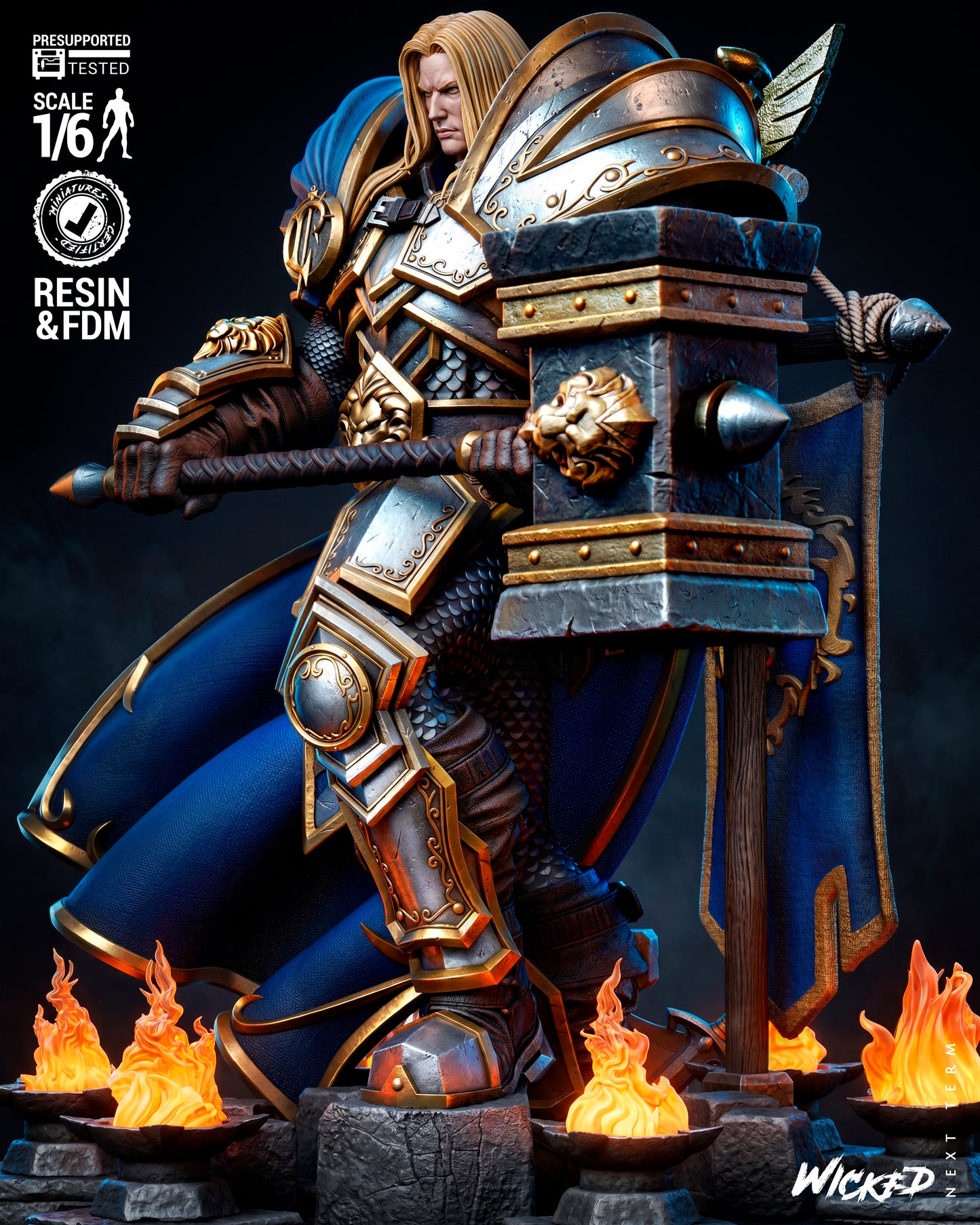 Arthas Paladin Sculpture (75mm to 500mm) - Unassembled/Unpainted/3D Print