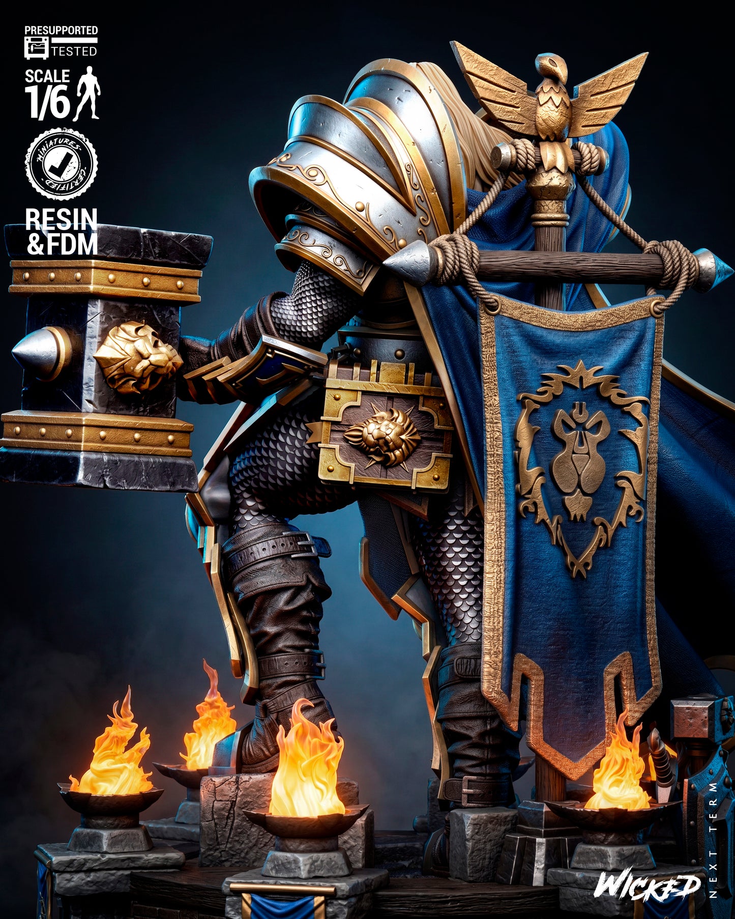Arthas Paladin Sculpture (75mm to 500mm) - Unassembled/Unpainted/3D Print