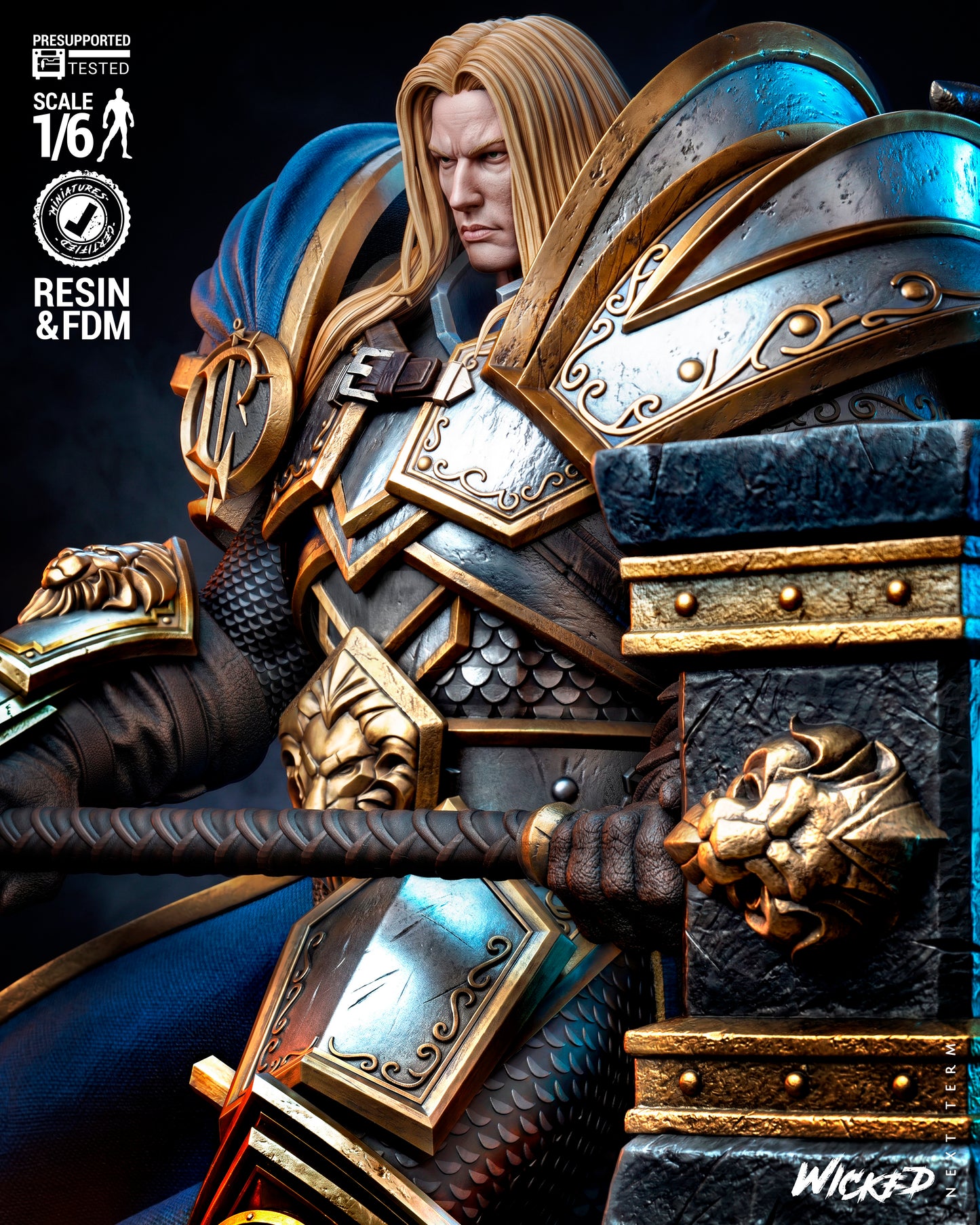 Arthas Paladin Sculpture (75mm to 500mm) - Unassembled/Unpainted/3D Print