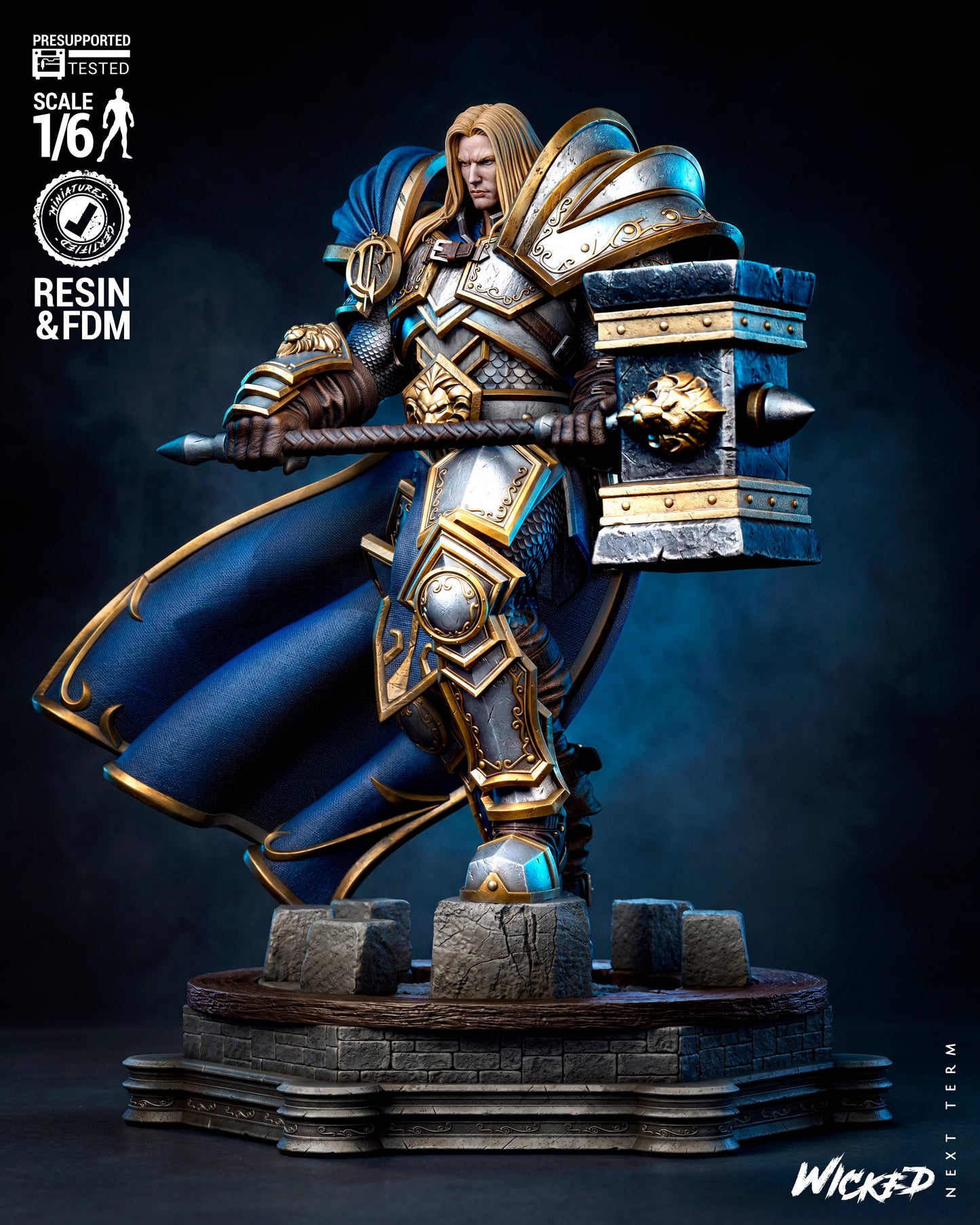 Arthas Paladin Sculpture (75mm to 500mm) - Unassembled/Unpainted/3D Print