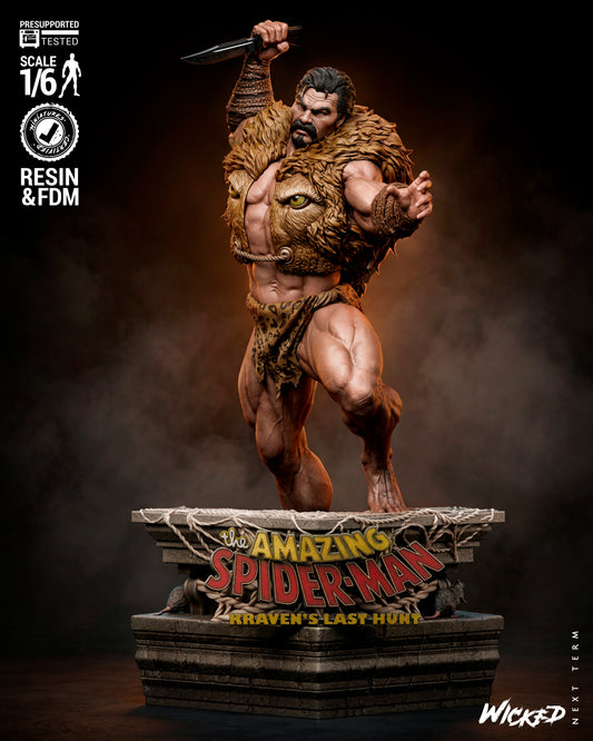 Kraven Sculpture (75mm to 500mm) - Unassembled/Unpainted/3D Print
