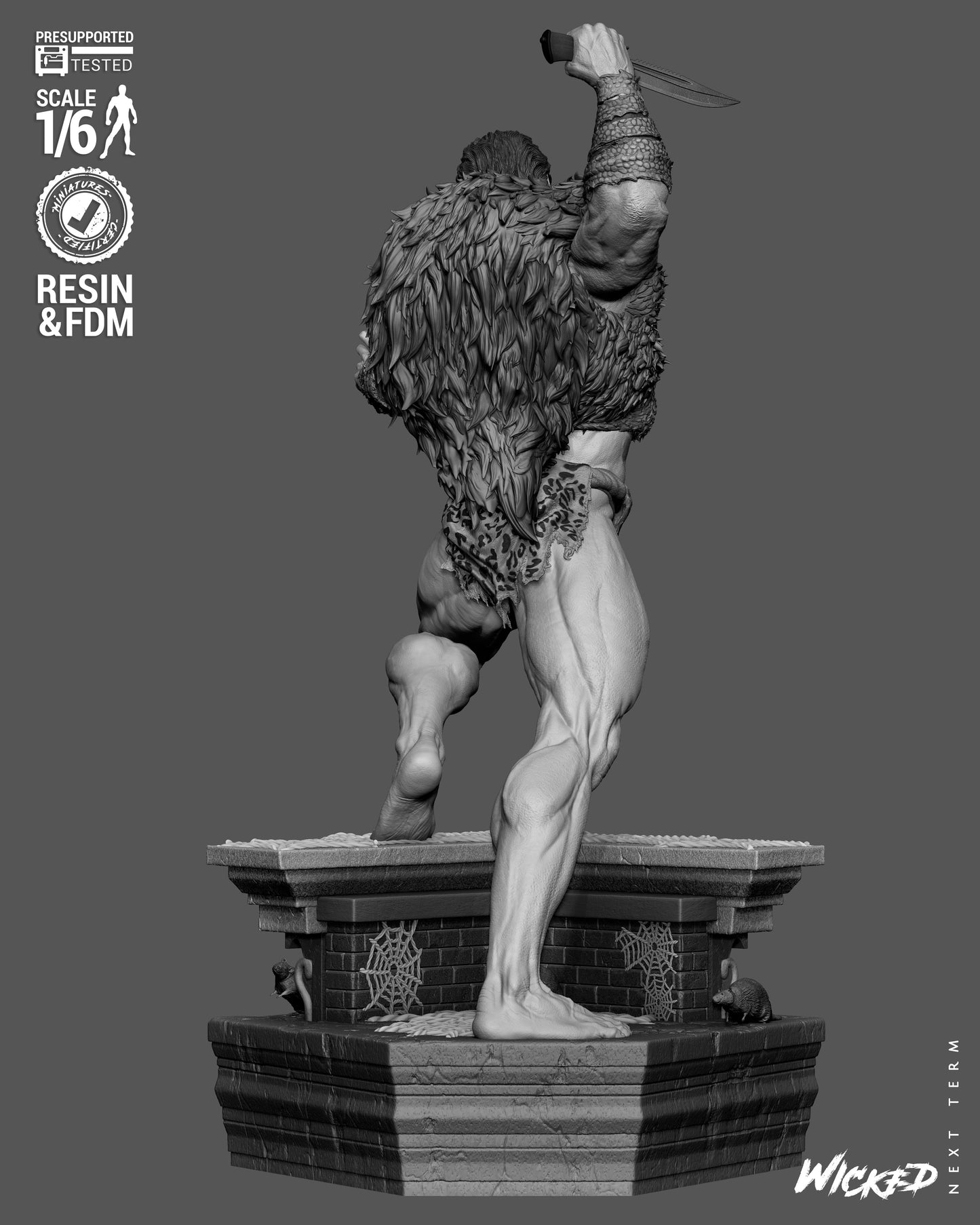 Kraven Sculpture (75mm to 500mm) - Unassembled/Unpainted/3D Print
