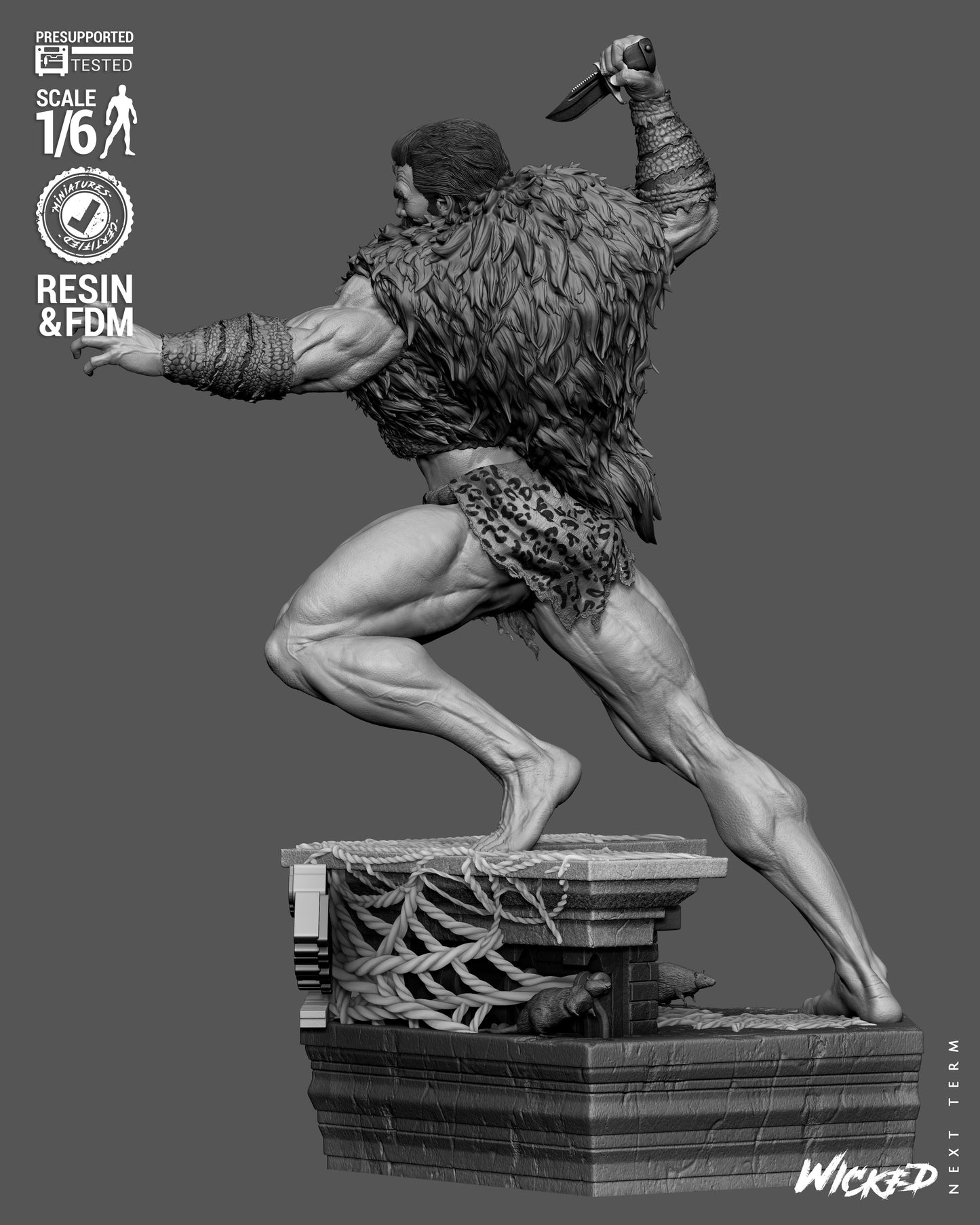 Kraven Sculpture (75mm to 500mm) - Unassembled/Unpainted/3D Print