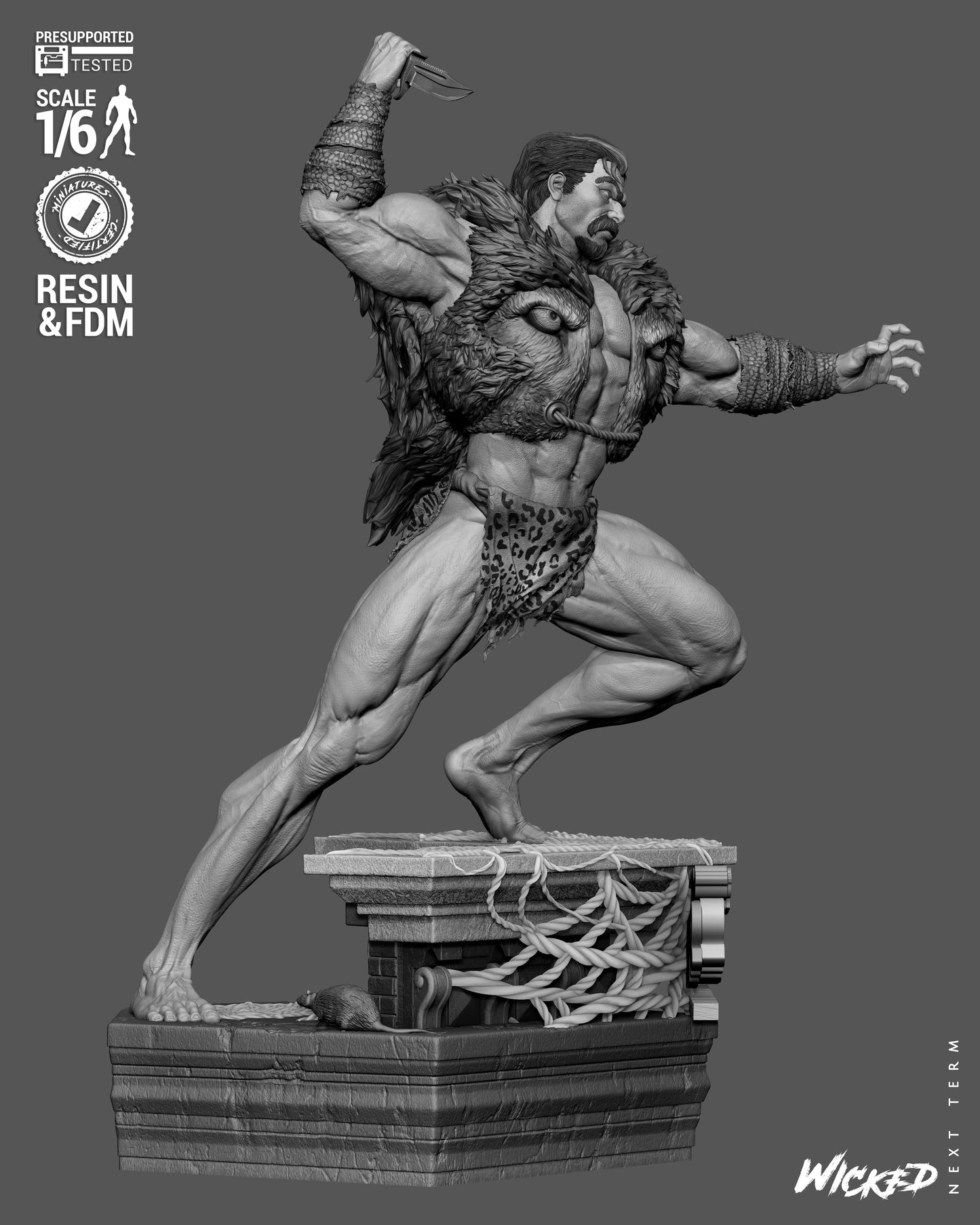 Kraven Sculpture (75mm to 500mm) - Unassembled/Unpainted/3D Print