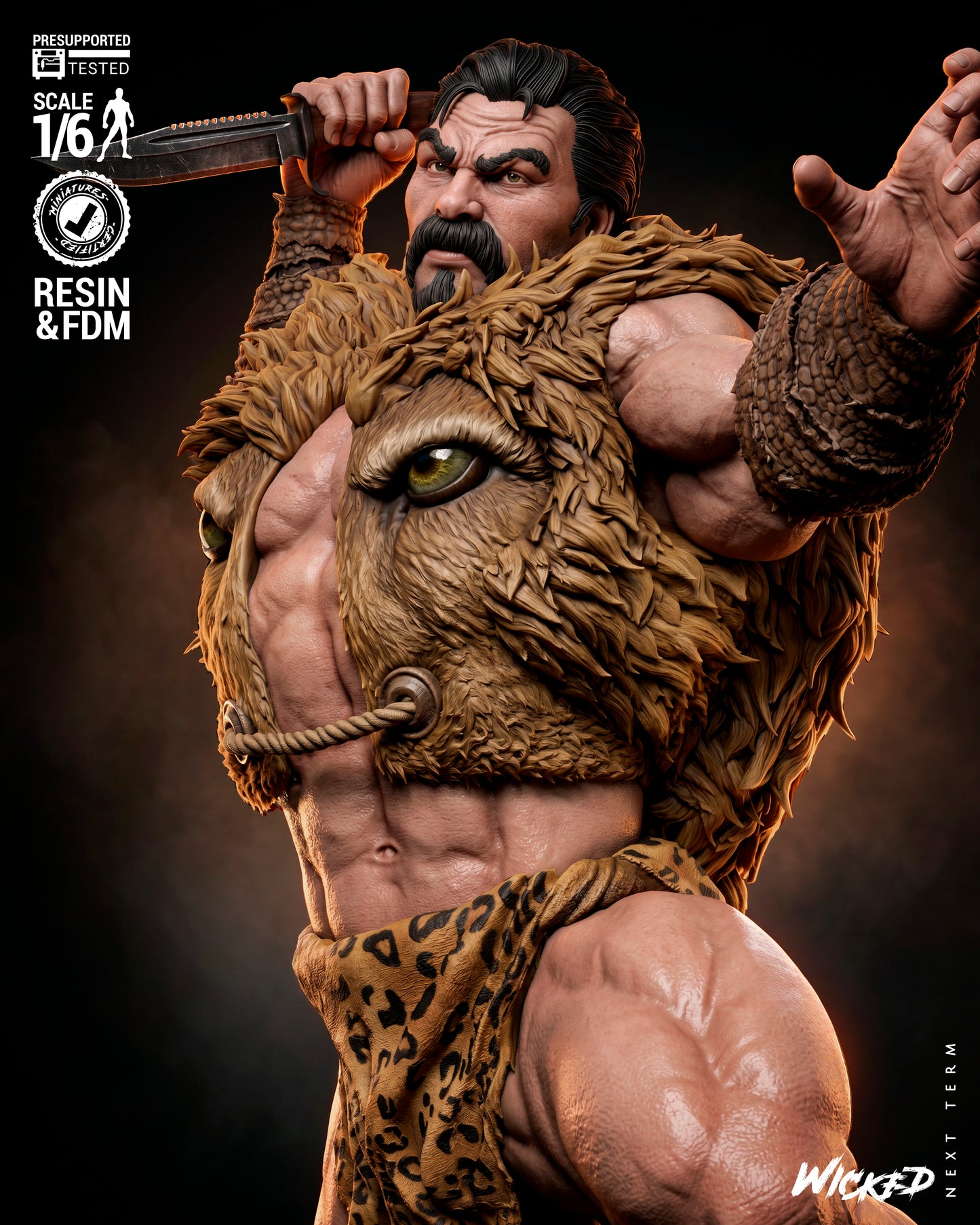 Kraven Sculpture (75mm to 500mm) - Unassembled/Unpainted/3D Print