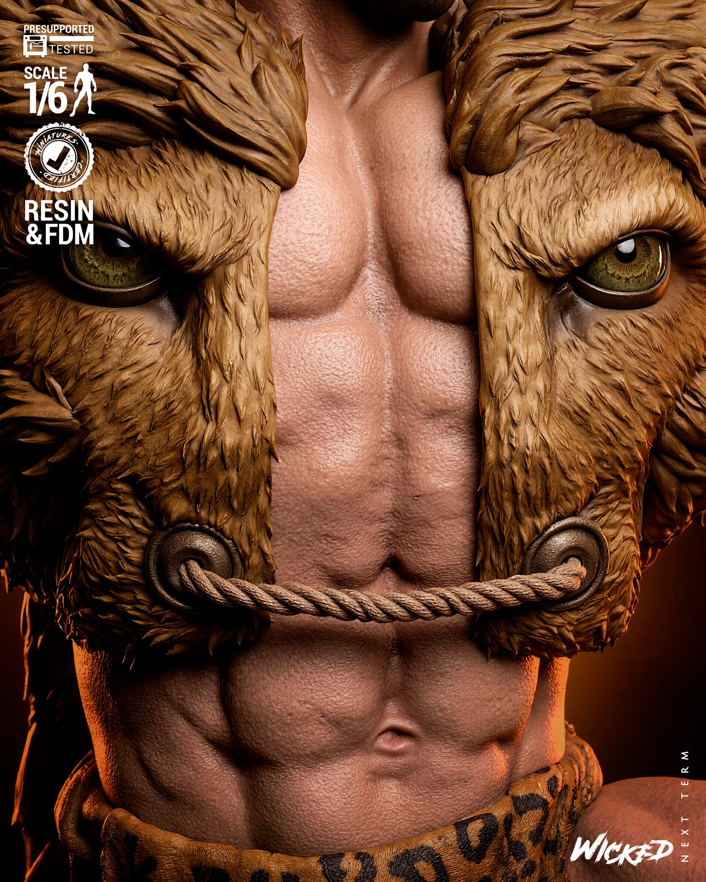 Kraven Sculpture (75mm to 500mm) - Unassembled/Unpainted/3D Print