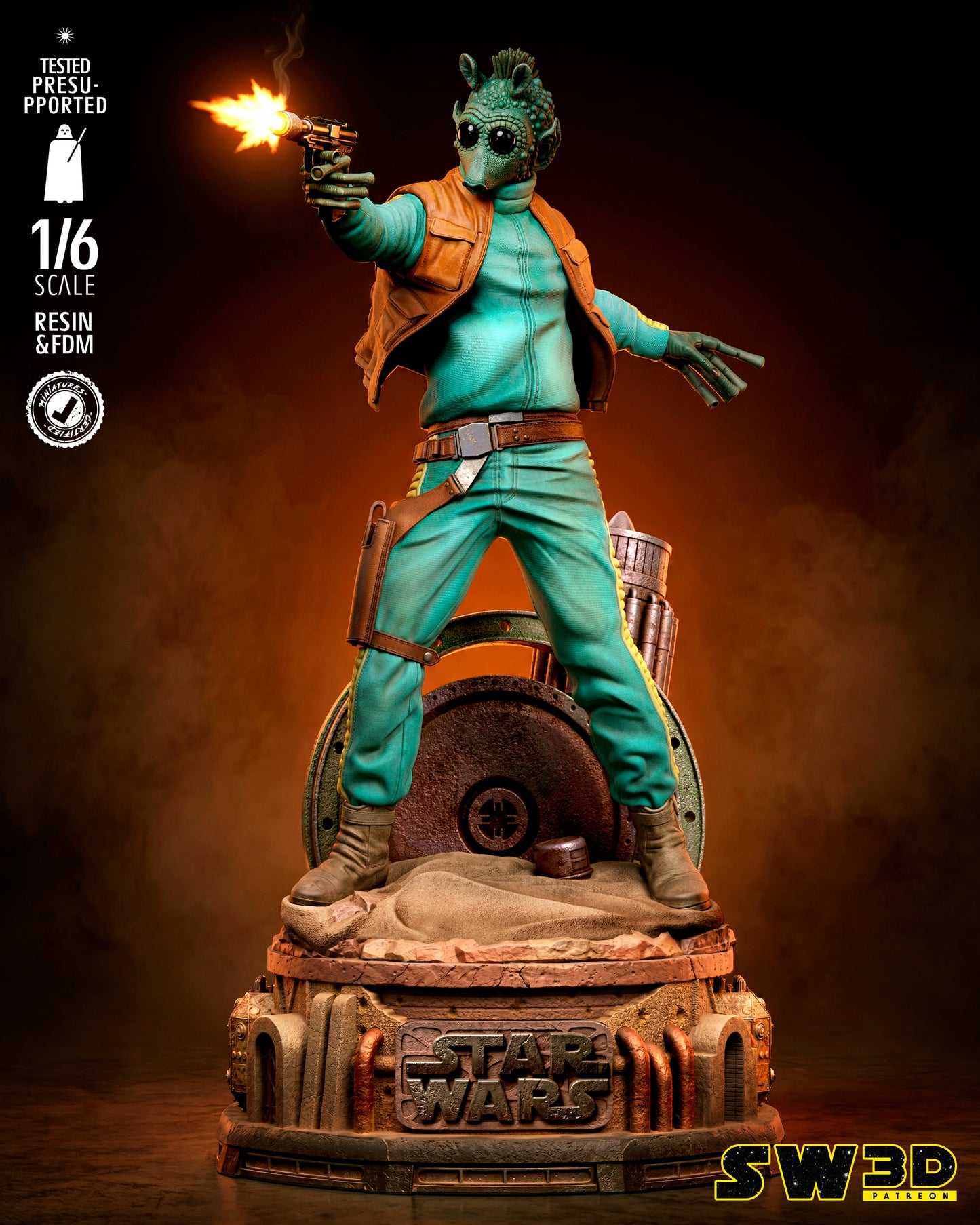 Greedo Sculpture (75mm to 500mm) - Unassembled/Unpainted/3D Print