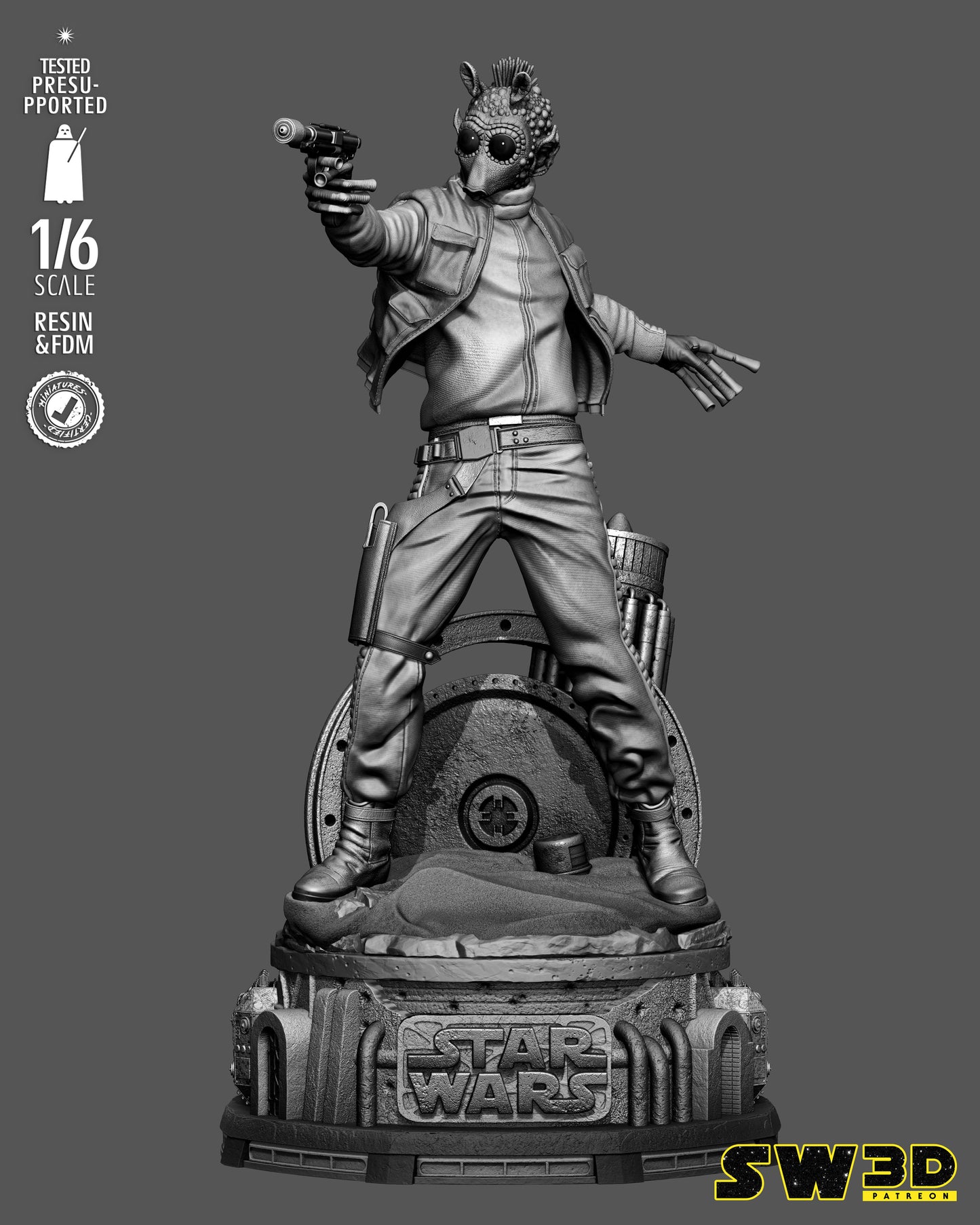 Greedo Sculpture (75mm to 500mm) - Unassembled/Unpainted/3D Print