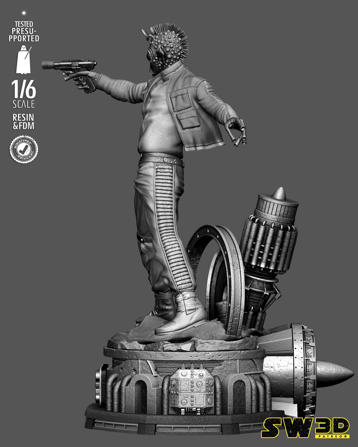 Greedo Sculpture (75mm to 500mm) - Unassembled/Unpainted/3D Print