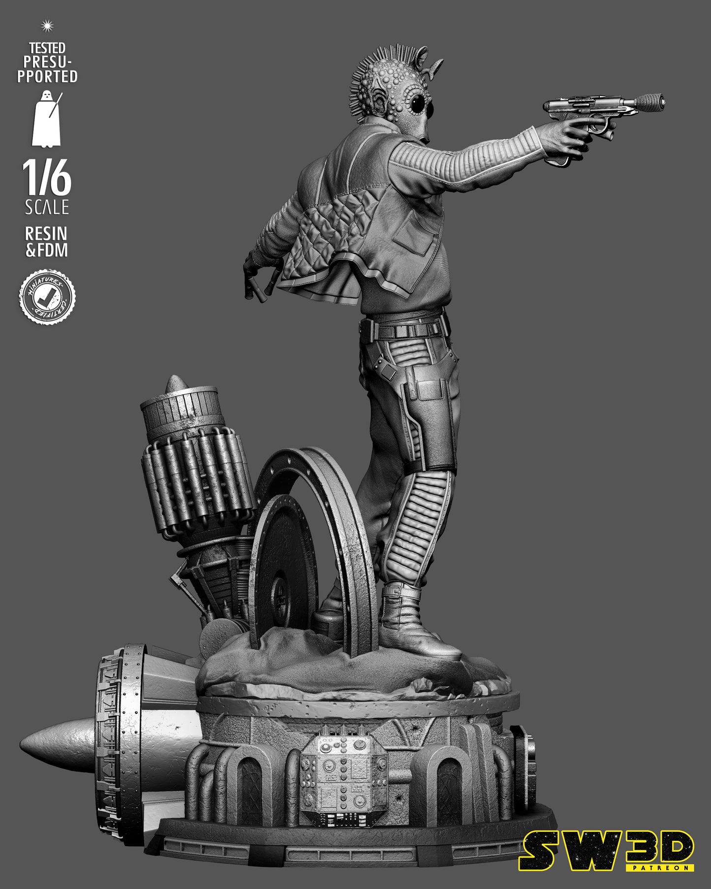 Greedo Sculpture (75mm to 500mm) - Unassembled/Unpainted/3D Print