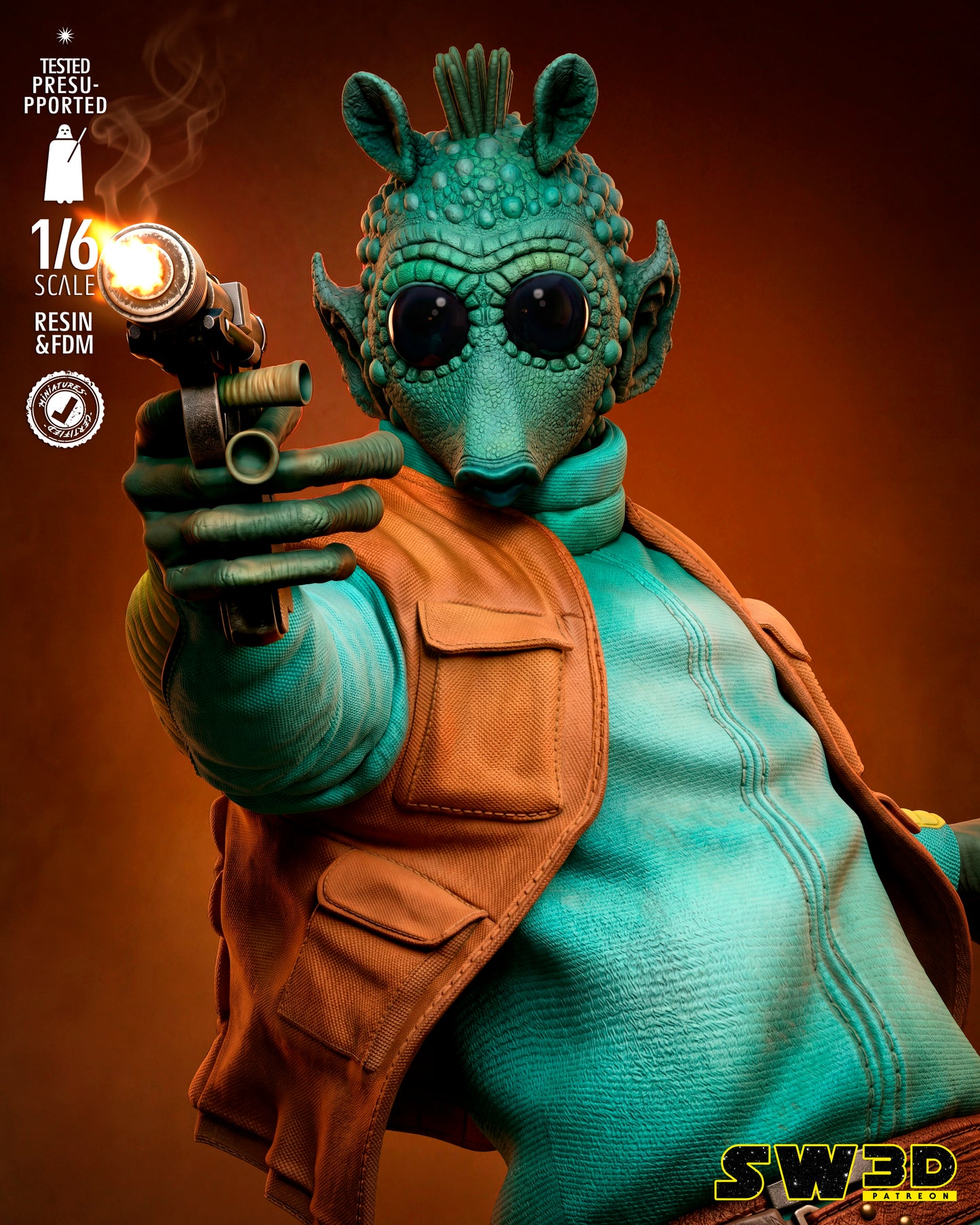 Greedo Sculpture (75mm to 500mm) - Unassembled/Unpainted/3D Print