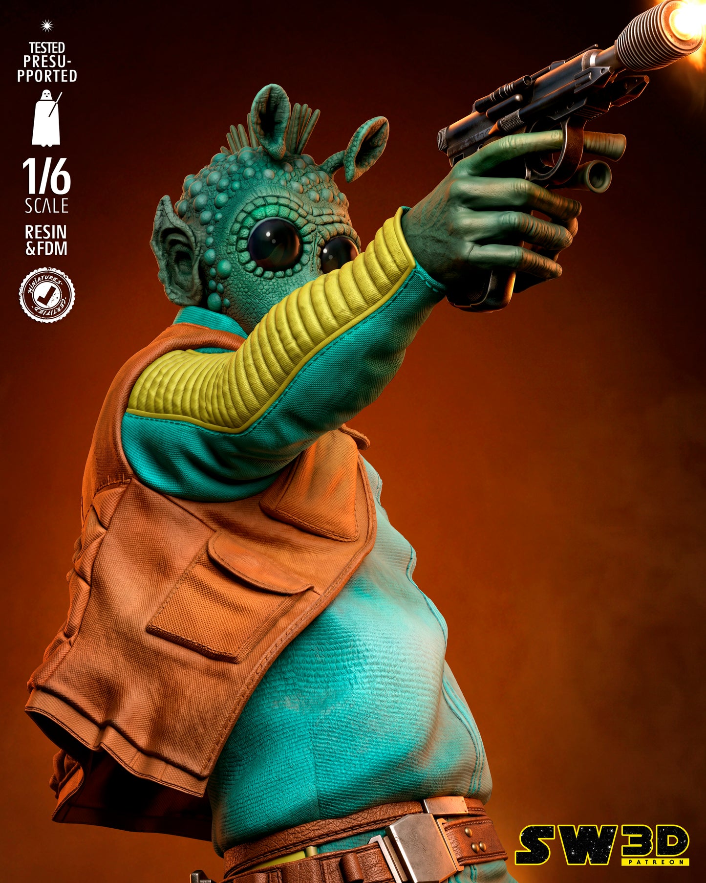 Greedo Sculpture (75mm to 500mm) - Unassembled/Unpainted/3D Print